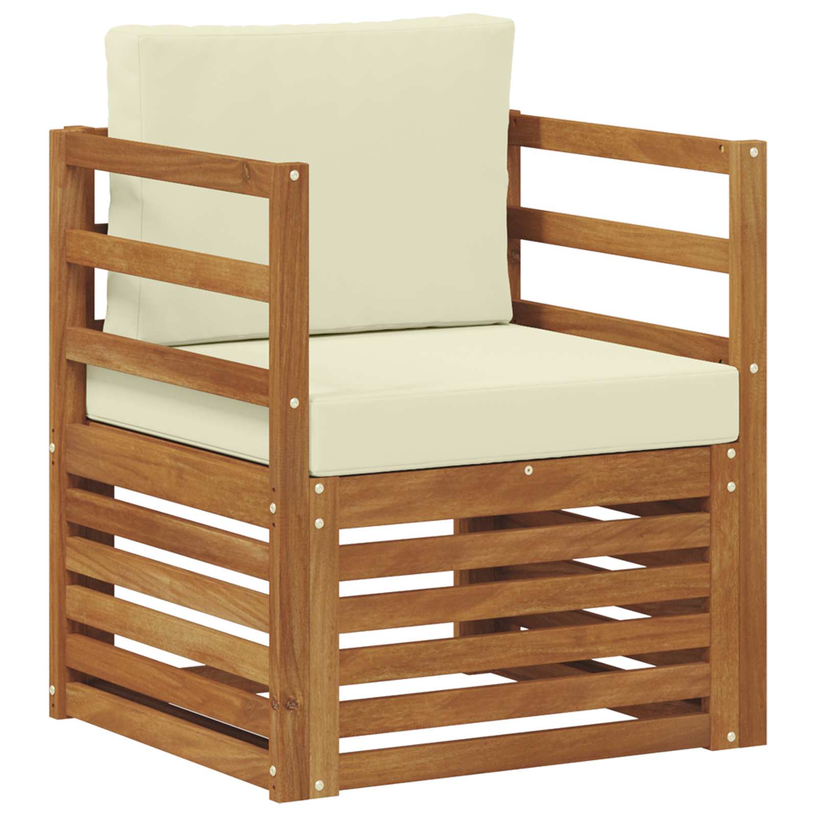 Outdoor-Sofa Massives Akazienholz und Polyester Natur