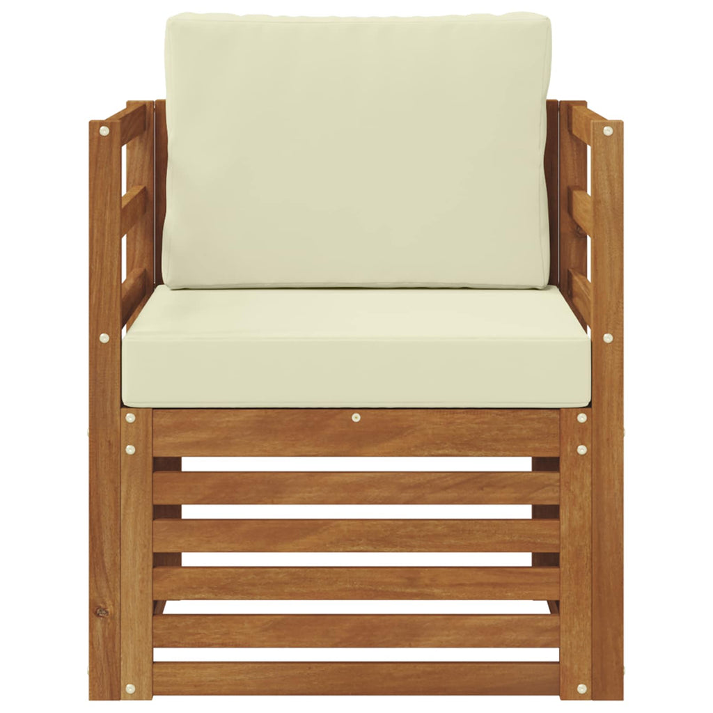 Outdoor-Sofa Massives Akazienholz und Polyester Natur
