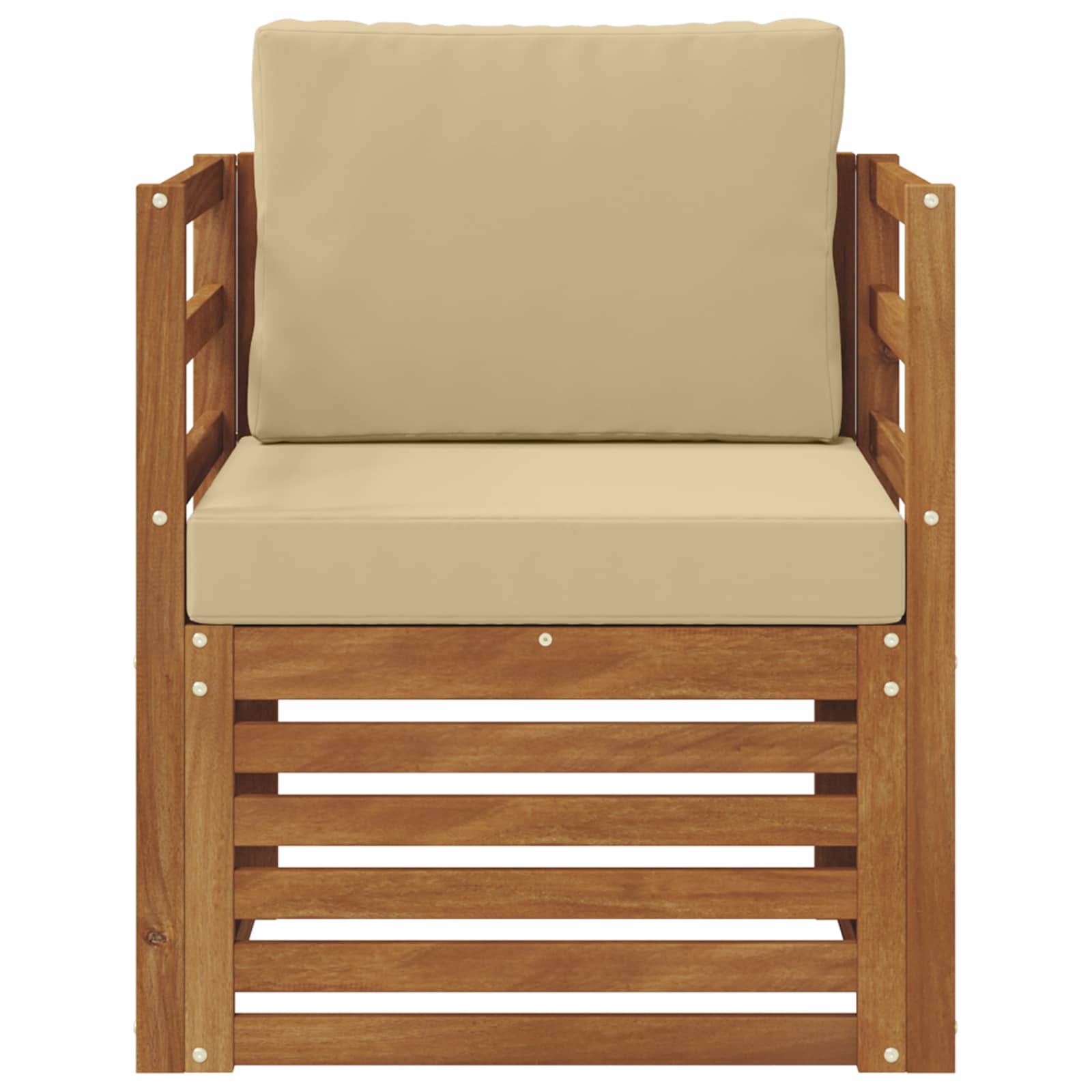 Outdoor-Sofa Massives Akazienholz und Polyester Natur