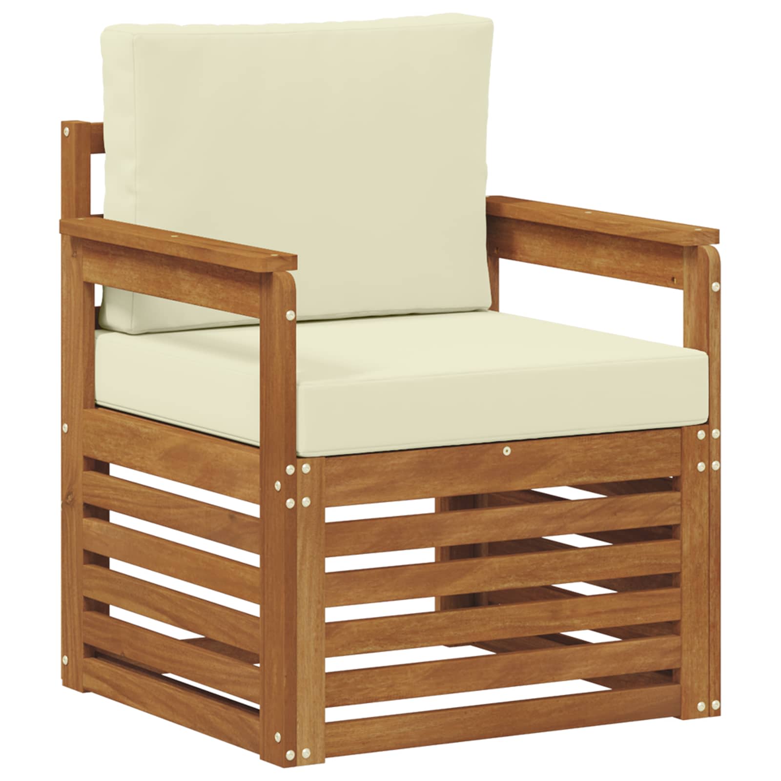 Outdoor-Sofa Massives Akazienholz und Polyester Natur