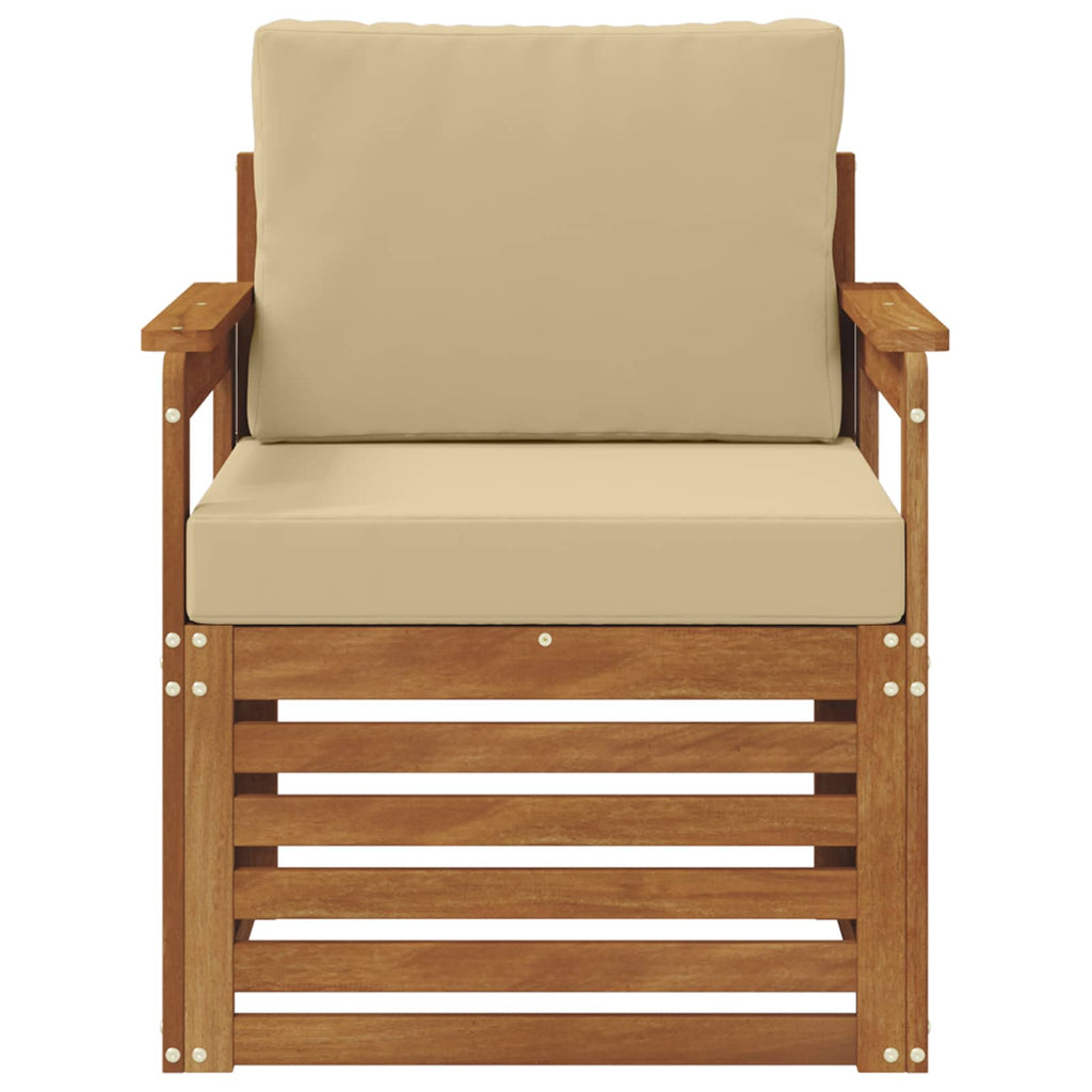 Outdoor-Sofa Massives Akazienholz und Polyester Natur