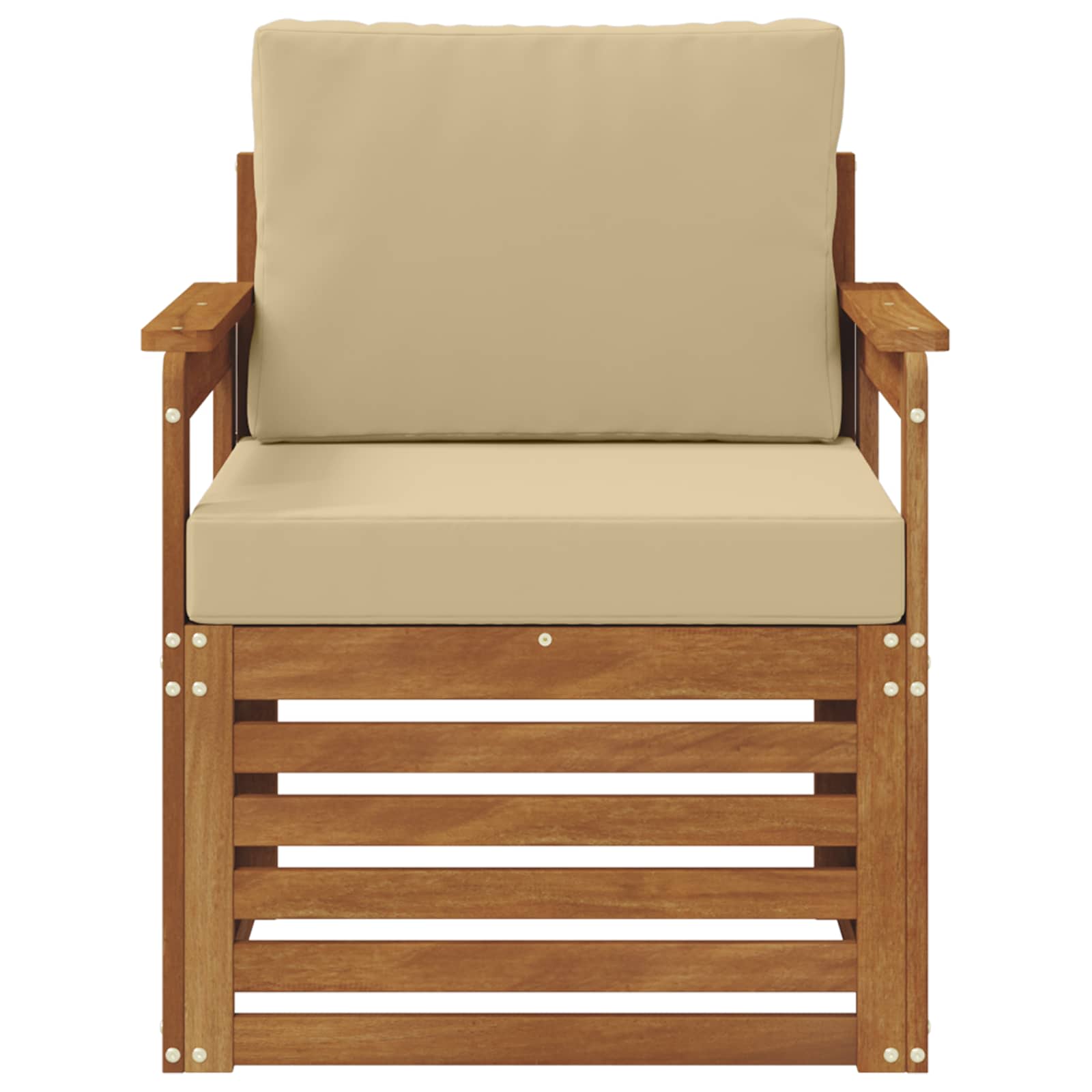 Outdoor-Sofa Massives Akazienholz und Polyester Natur