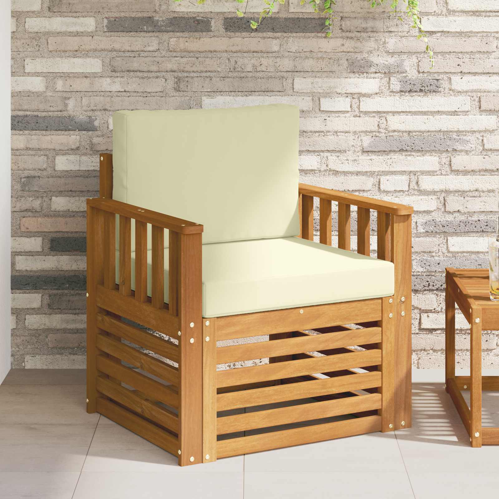 Outdoor-Sofa Massives Akazienholz und Polyester Natur