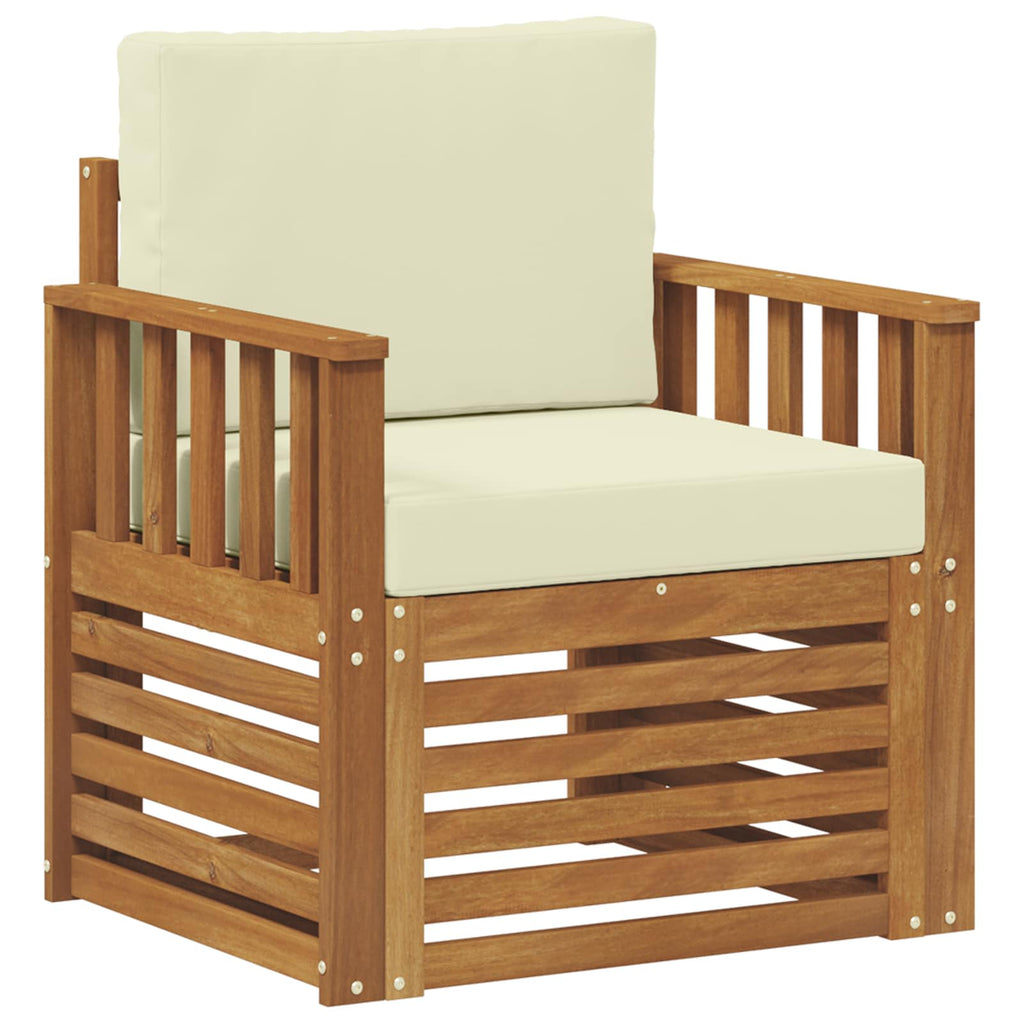 Outdoor-Sofa Massives Akazienholz und Polyester Natur
