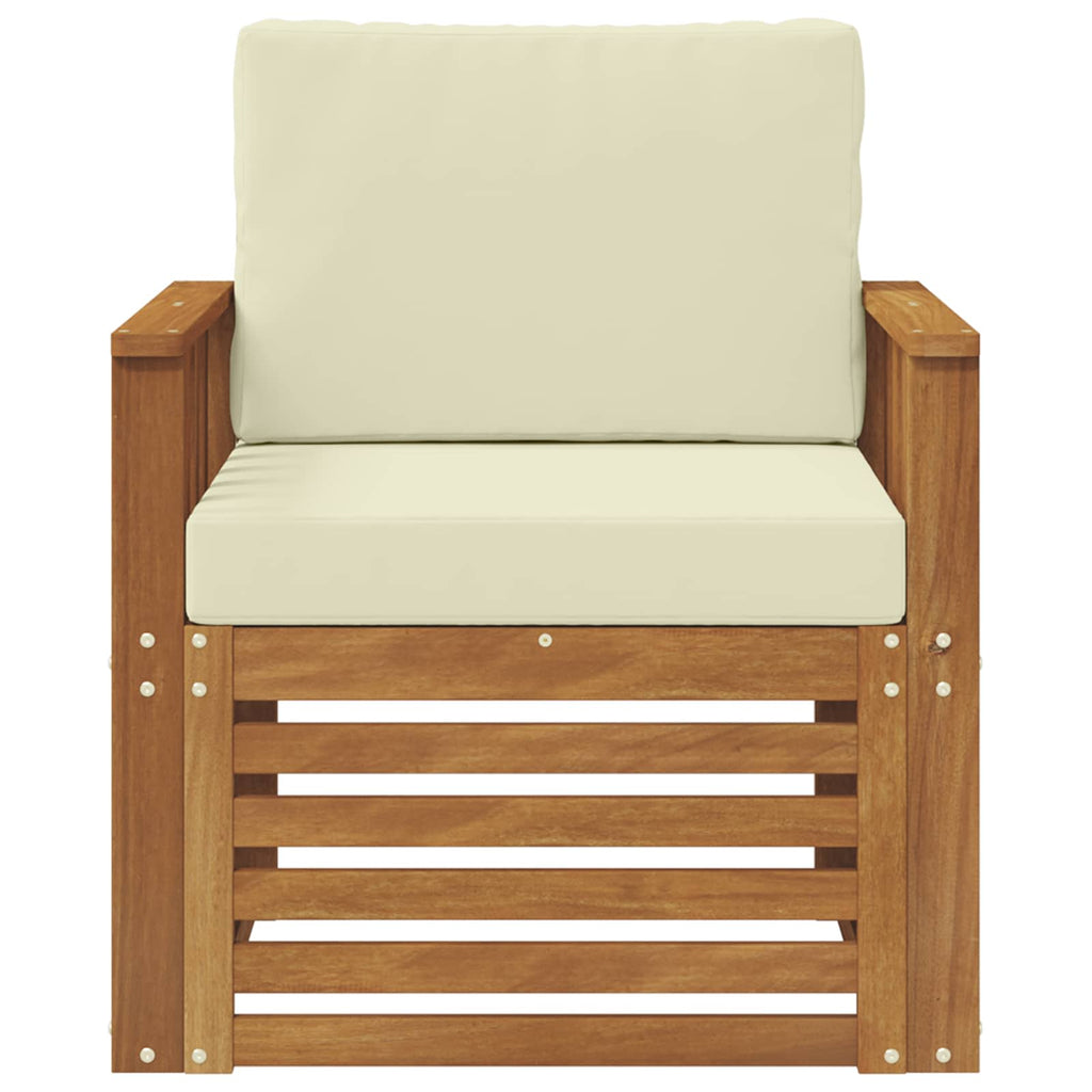 Outdoor-Sofa Massives Akazienholz und Polyester Natur