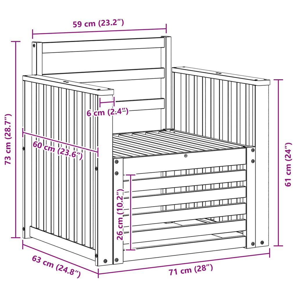 Outdoor-Sofa Massivholz Akazie Natur
