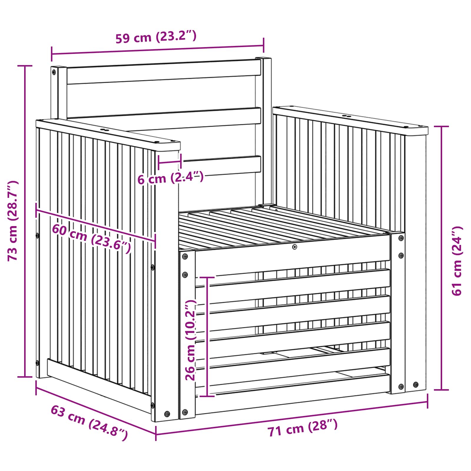 Outdoor-Sofa Massivholz Akazie Natur