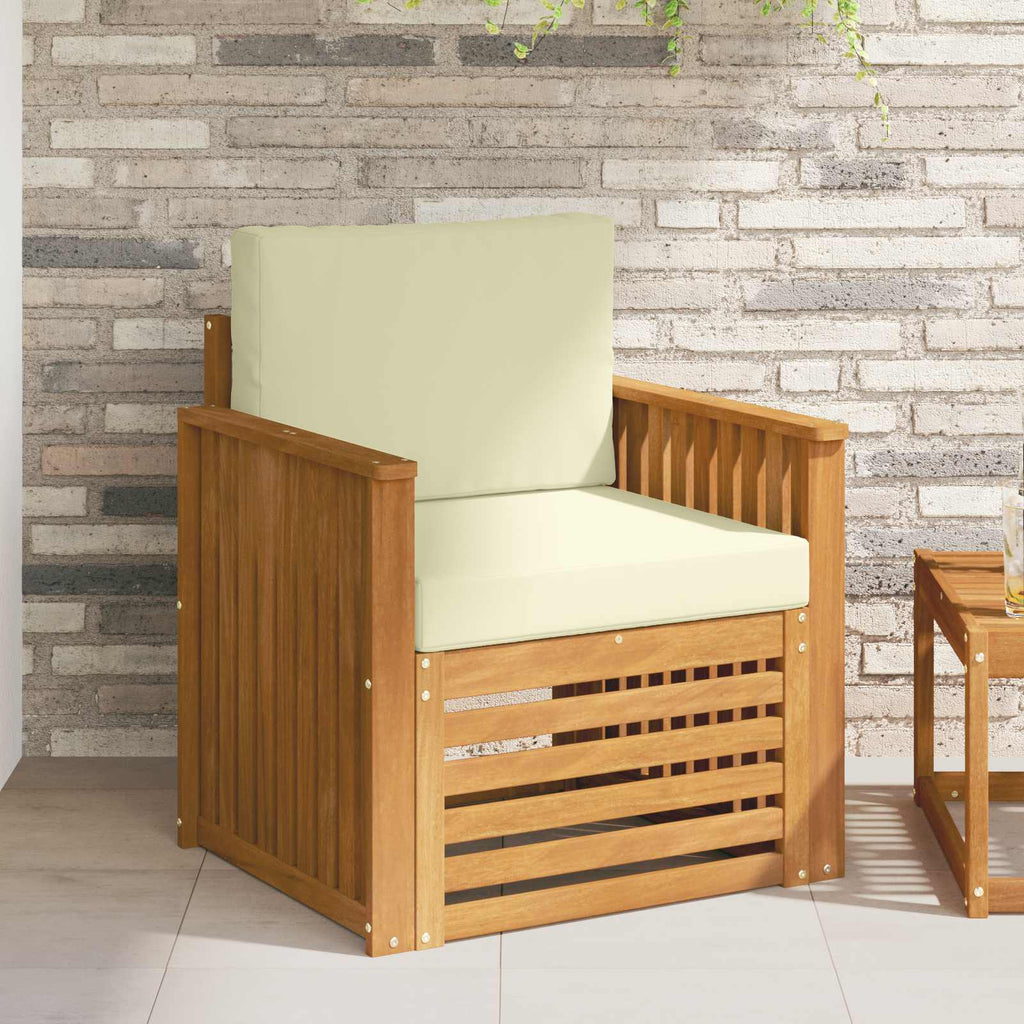 Outdoor-Sofa Massives Akazienholz und Polyester Natur