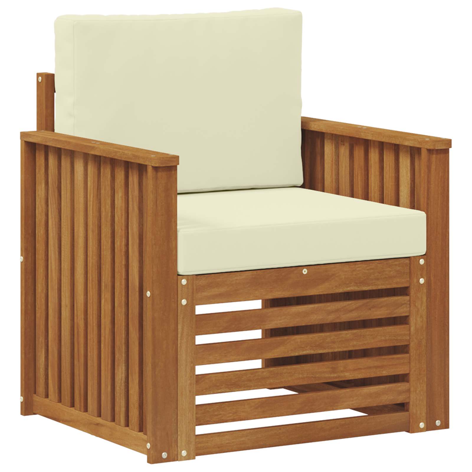 Outdoor-Sofa Massives Akazienholz und Polyester Natur