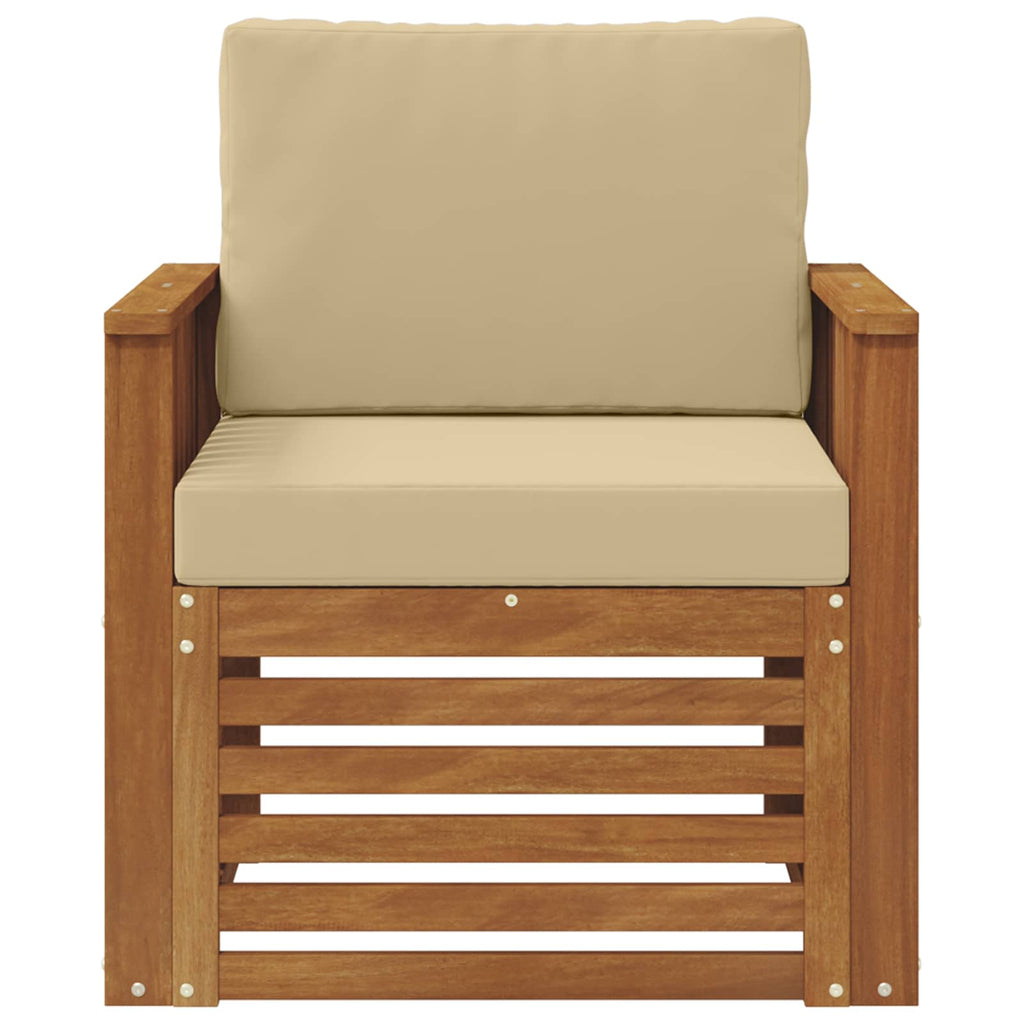 Outdoor-Sofa Massives Akazienholz und Polyester Natur