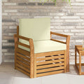 Outdoor-Sofa Massives Akazienholz und Polyester Natur