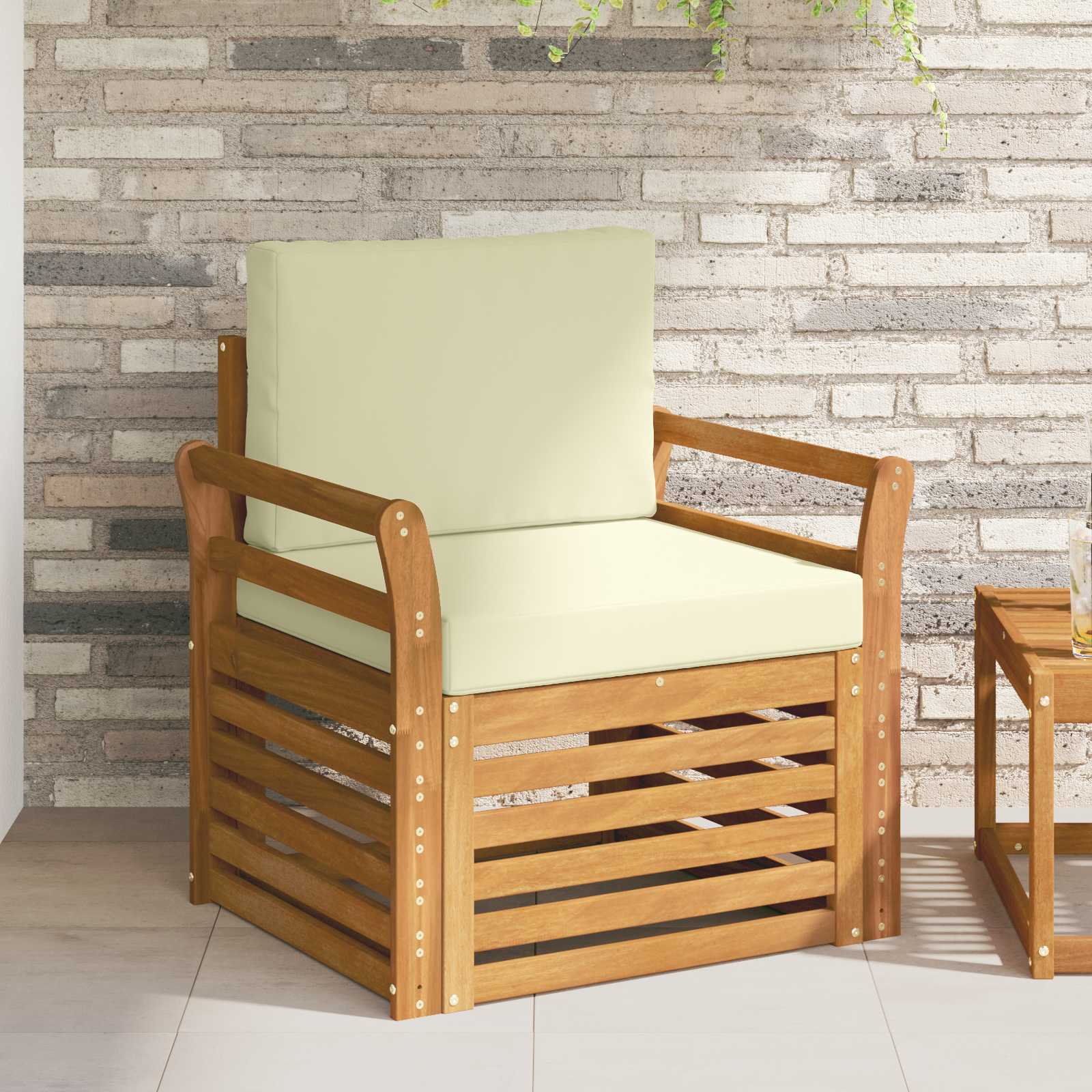 Outdoor-Sofa Massives Akazienholz und Polyester Natur