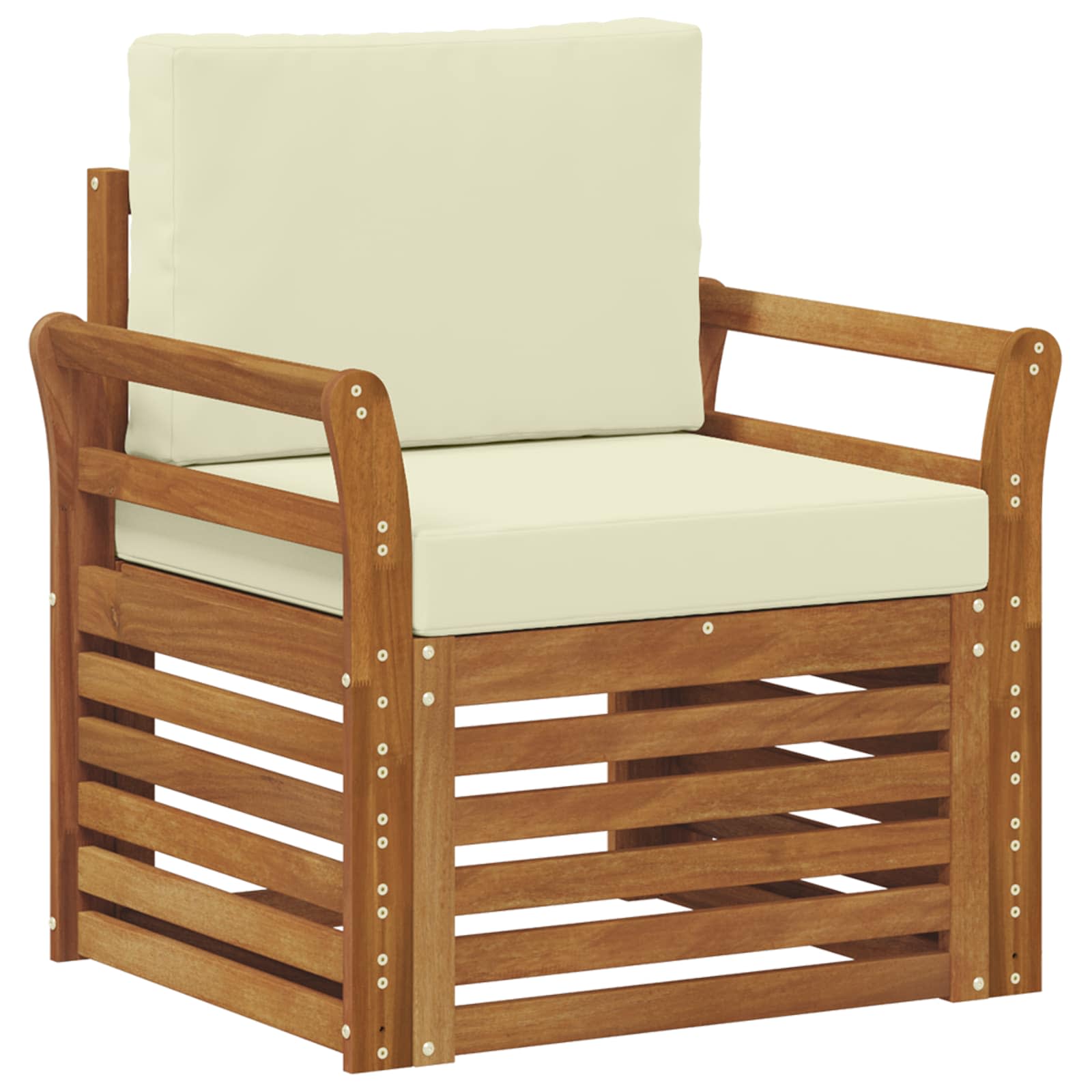 Outdoor-Sofa Massives Akazienholz und Polyester Natur