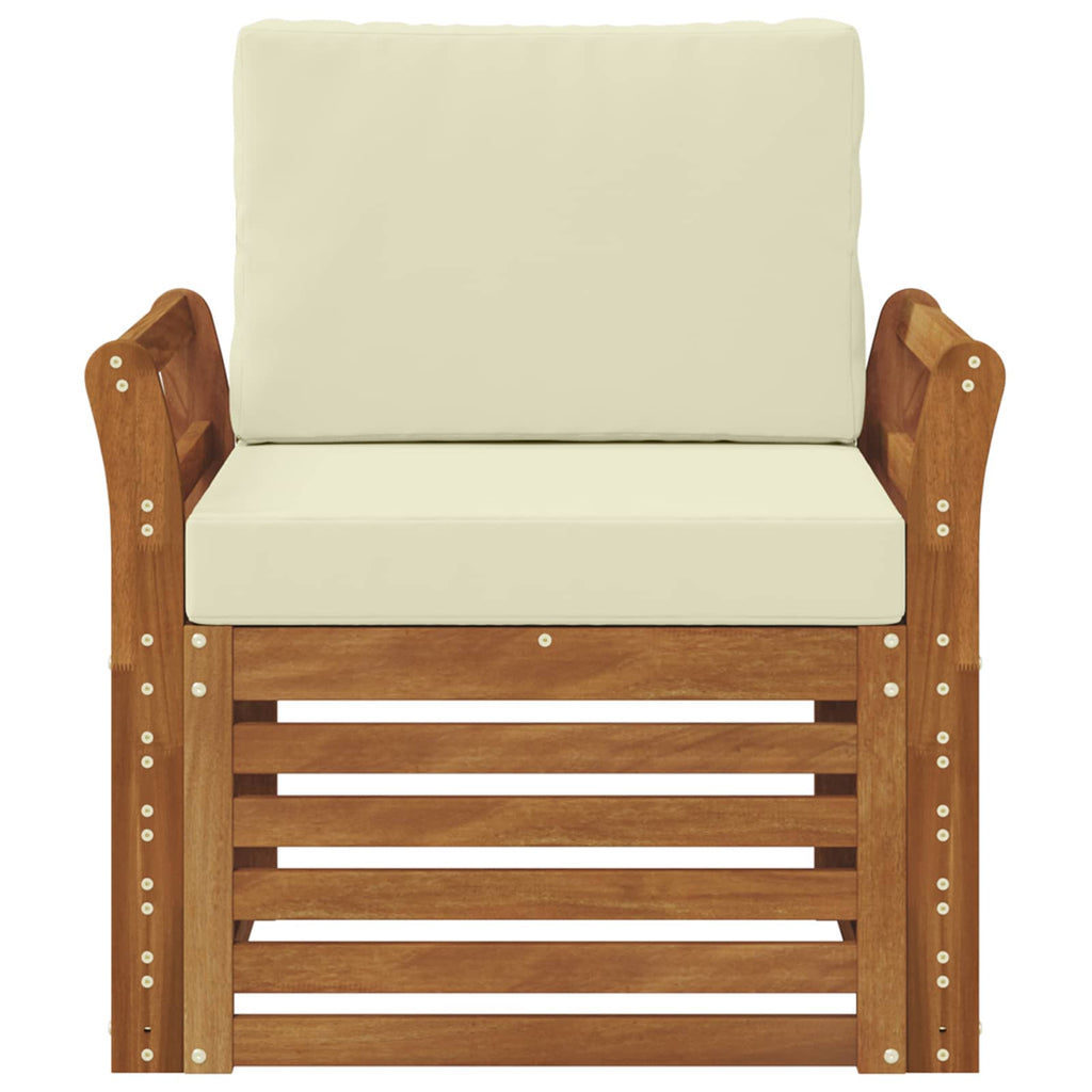 Outdoor-Sofa Massives Akazienholz und Polyester Natur