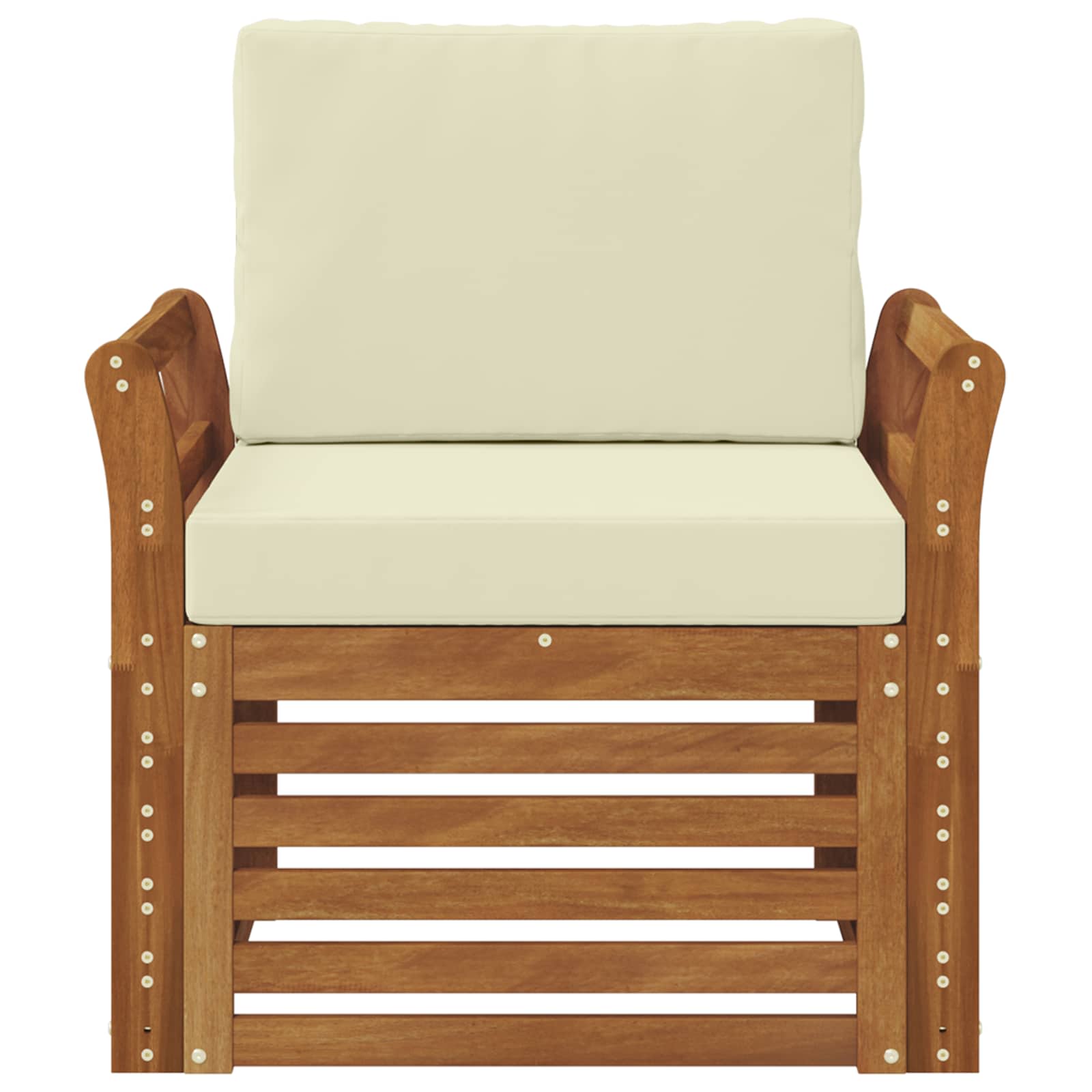 Outdoor-Sofa Massives Akazienholz und Polyester Natur