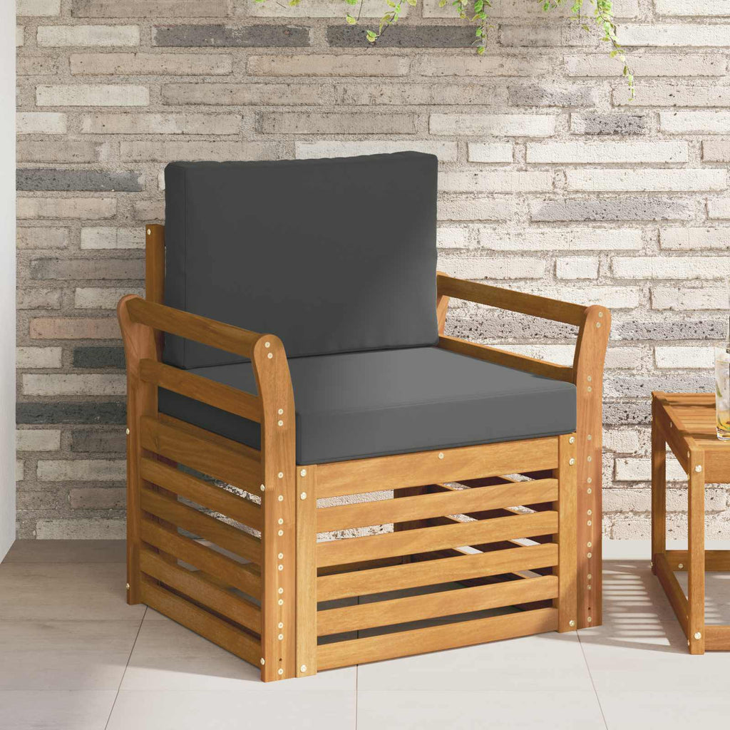 Outdoor-Sofa Massives Akazienholz und Polyester Natur
