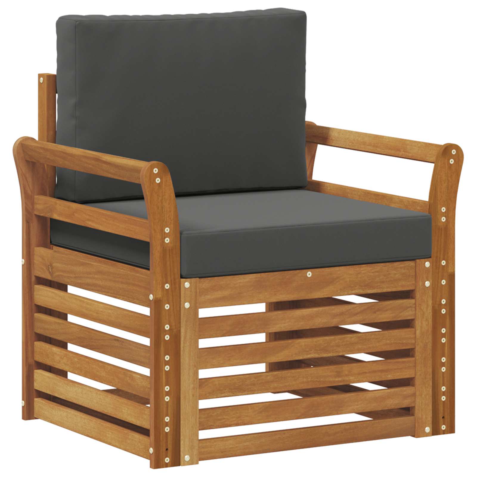 Outdoor-Sofa Massives Akazienholz und Polyester Natur