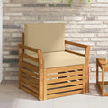 Outdoor-Sofa Massives Akazienholz und Polyester Natur