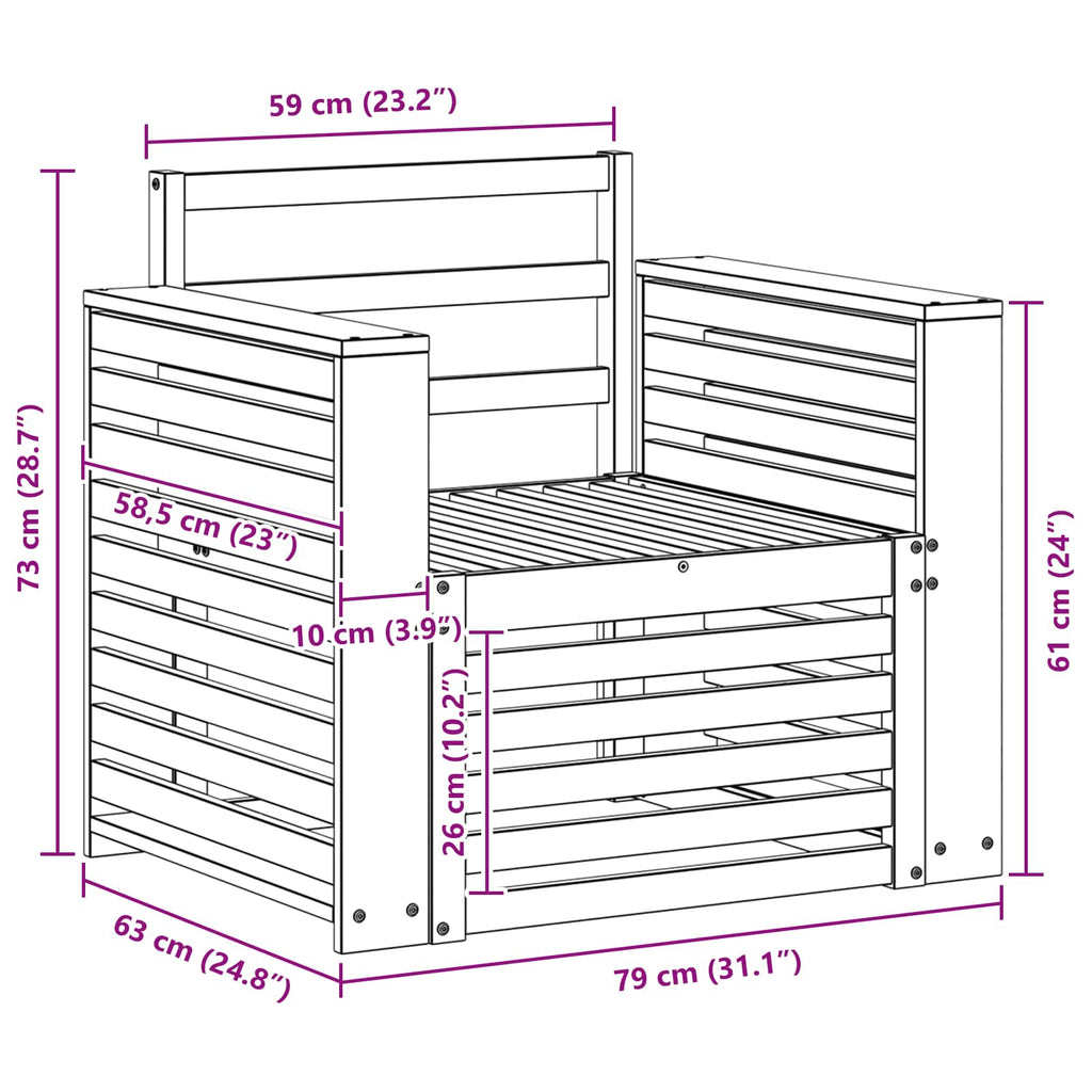 Outdoor-Sofa Massivholz Akazie Natur