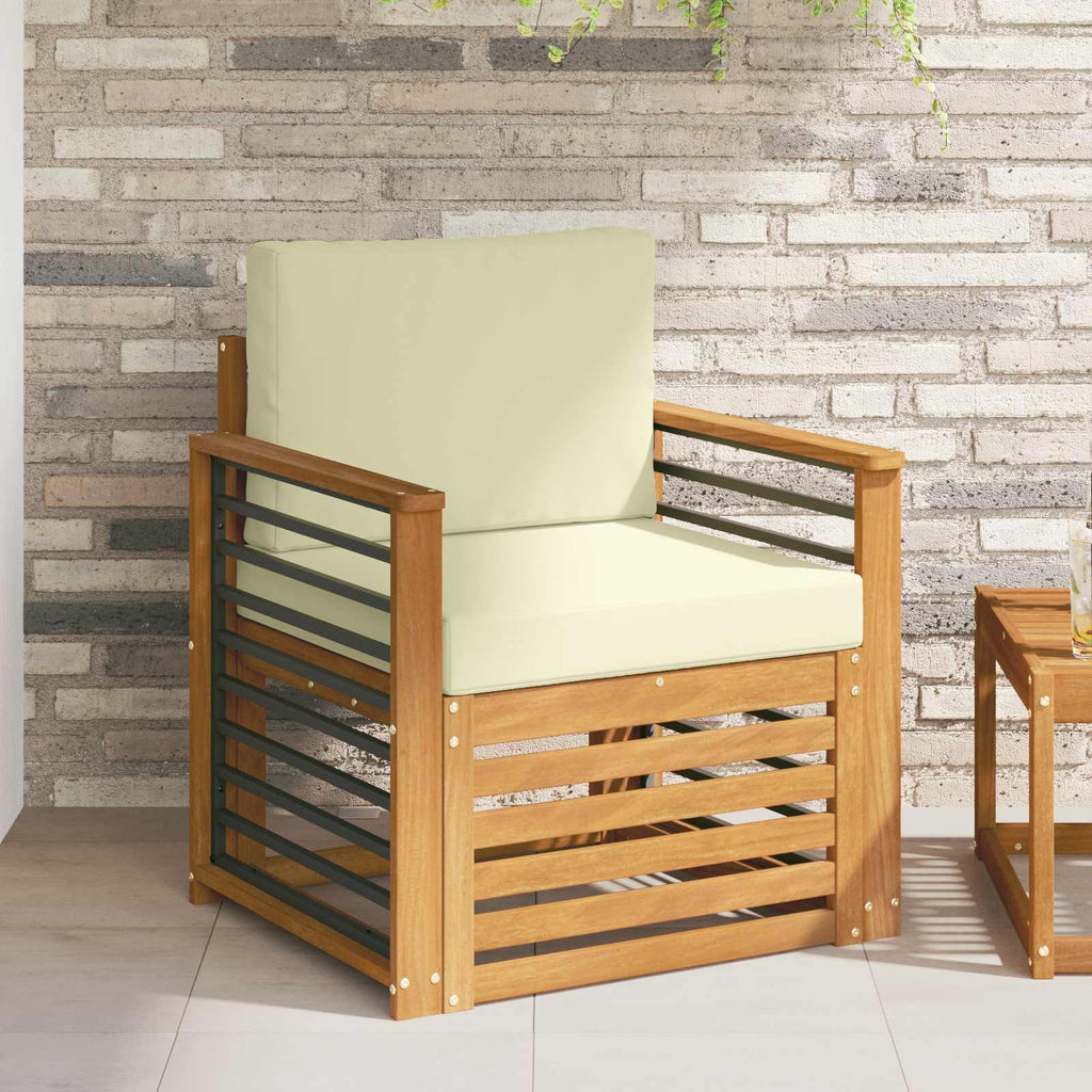Outdoor-Sofa Massives Akazienholz und Polyester Natur