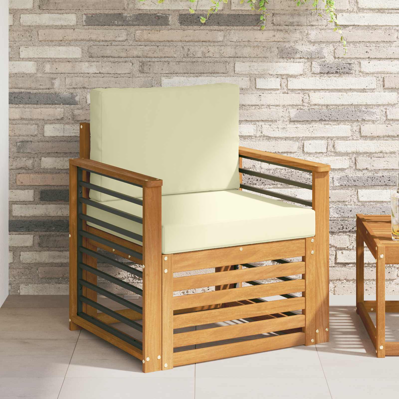Outdoor-Sofa Massives Akazienholz und Polyester Natur