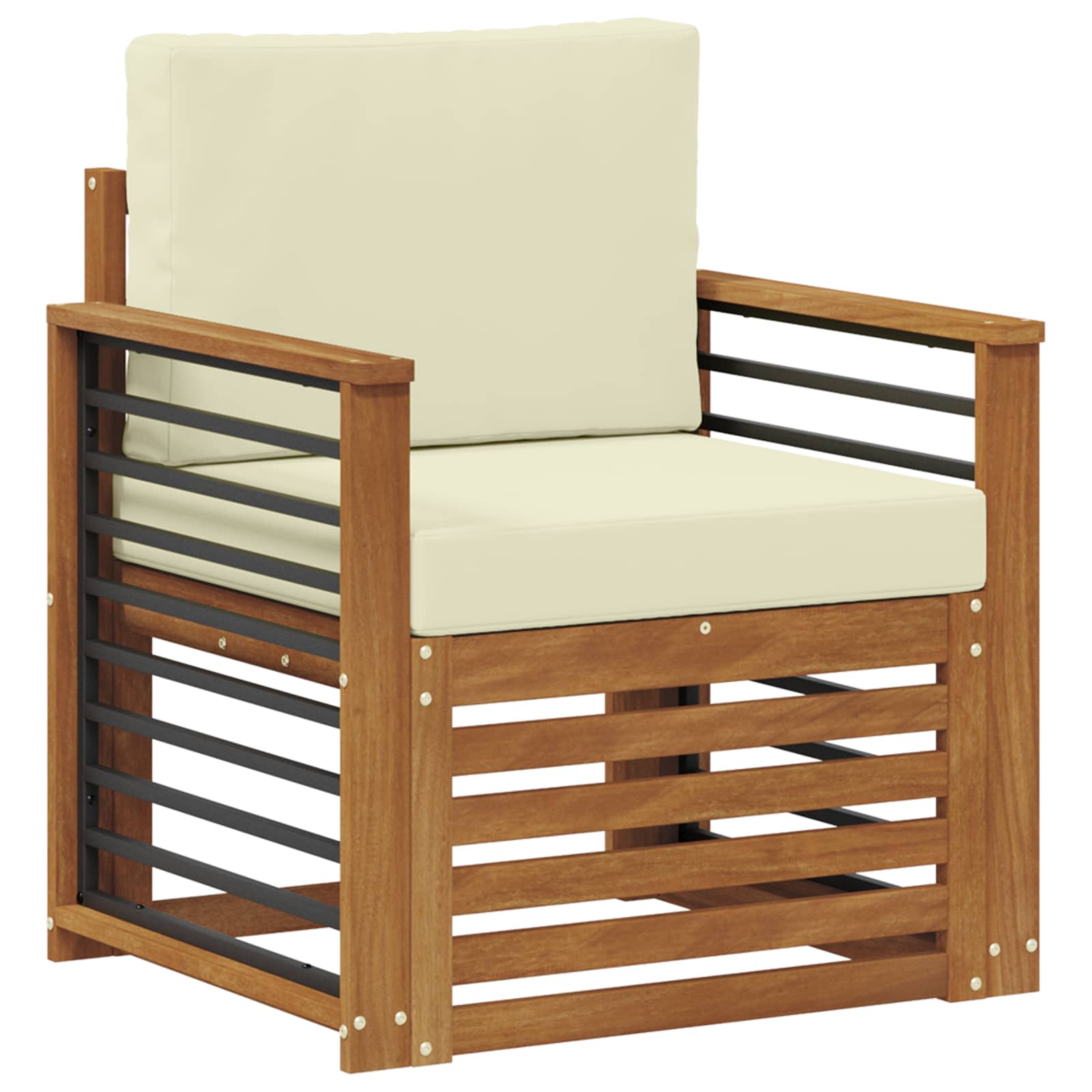 Outdoor-Sofa Massives Akazienholz und Polyester Natur