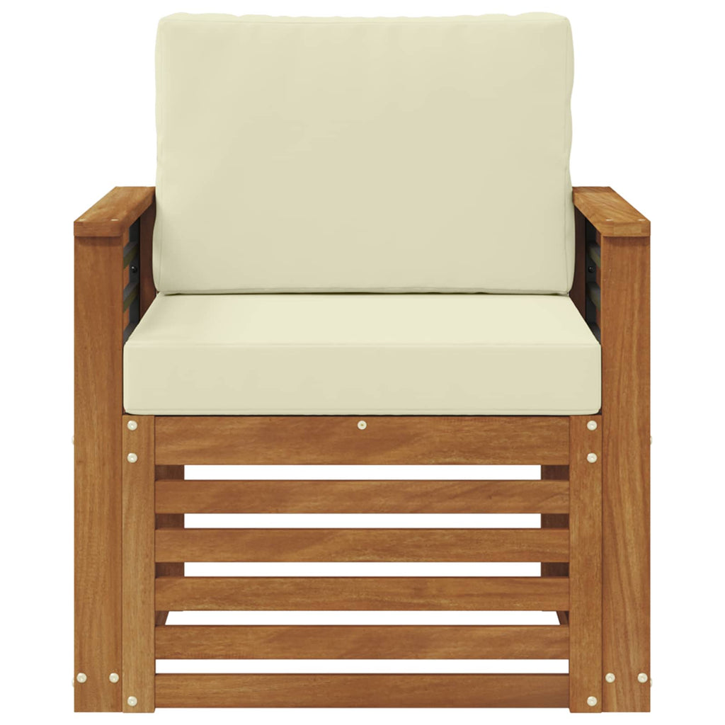 Outdoor-Sofa Massives Akazienholz und Polyester Natur