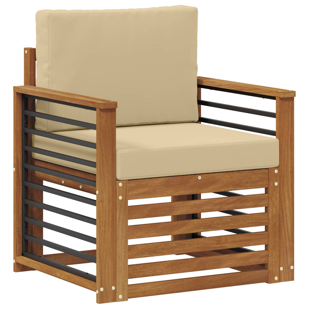 Outdoor-Sofa Massives Akazienholz und Polyester Natur