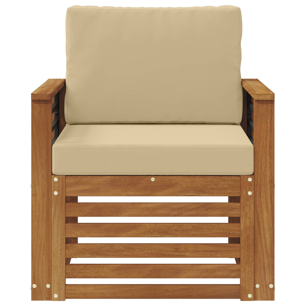 Outdoor-Sofa Massives Akazienholz und Polyester Natur
