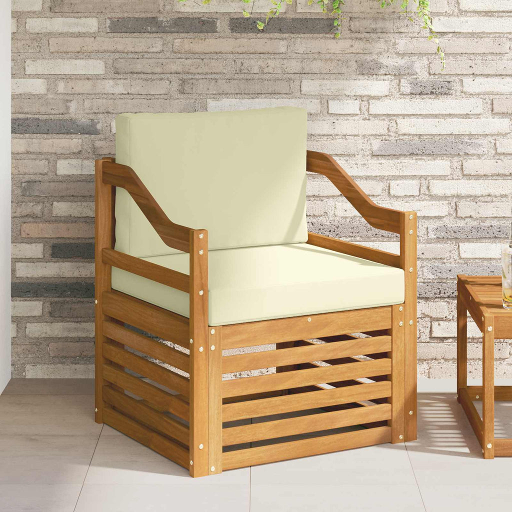 Outdoor-Sofa Massives Akazienholz und Polyester Natur