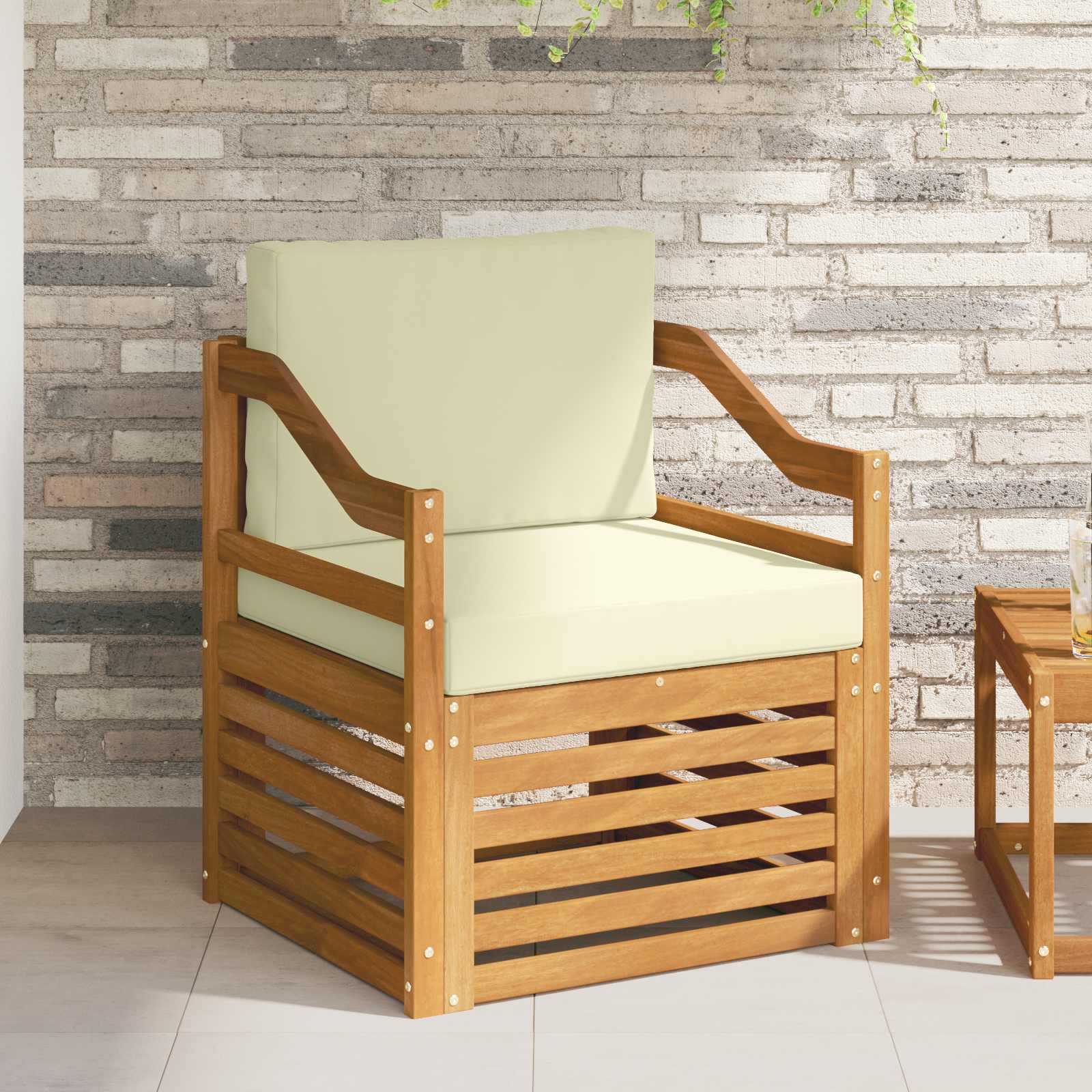 Outdoor-Sofa Massives Akazienholz und Polyester Natur