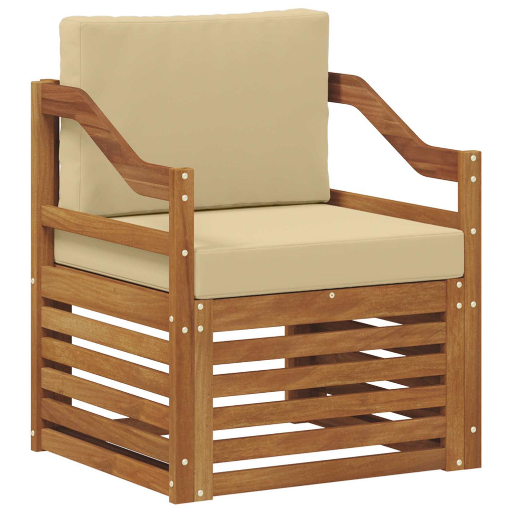Outdoor-Sofa Massives Akazienholz und Polyester Natur