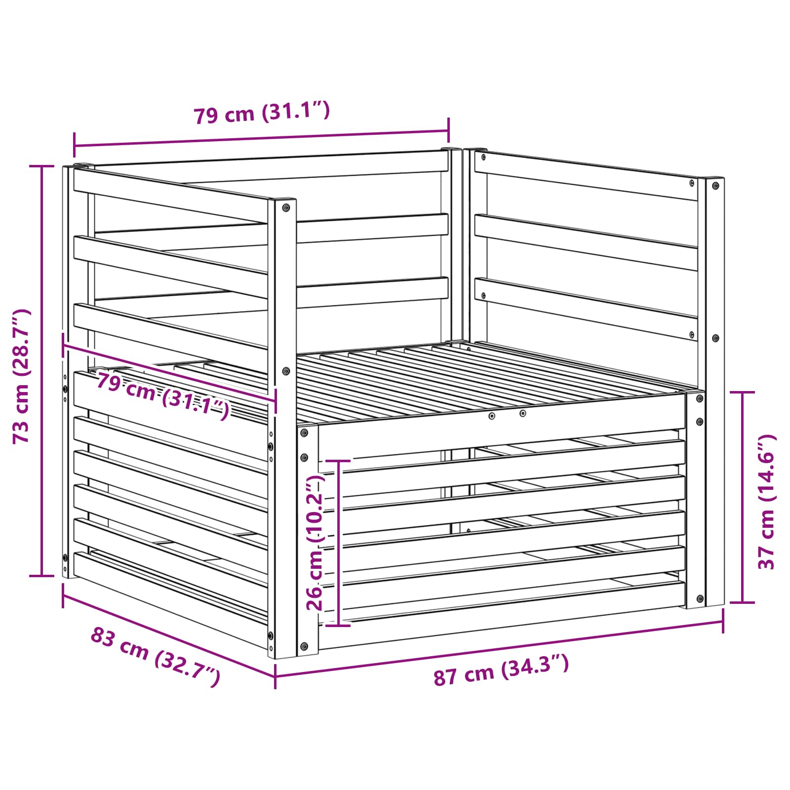 2 Stück Outdoor-Sofa Natur