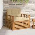 Outdoor-Sofa Massives Akazienholz und Polyester Natur und Beige
