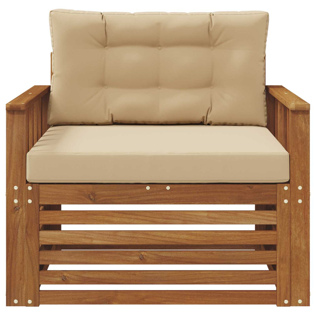 Outdoor-Sofa Massives Akazienholz und Polyester Natur und Beige