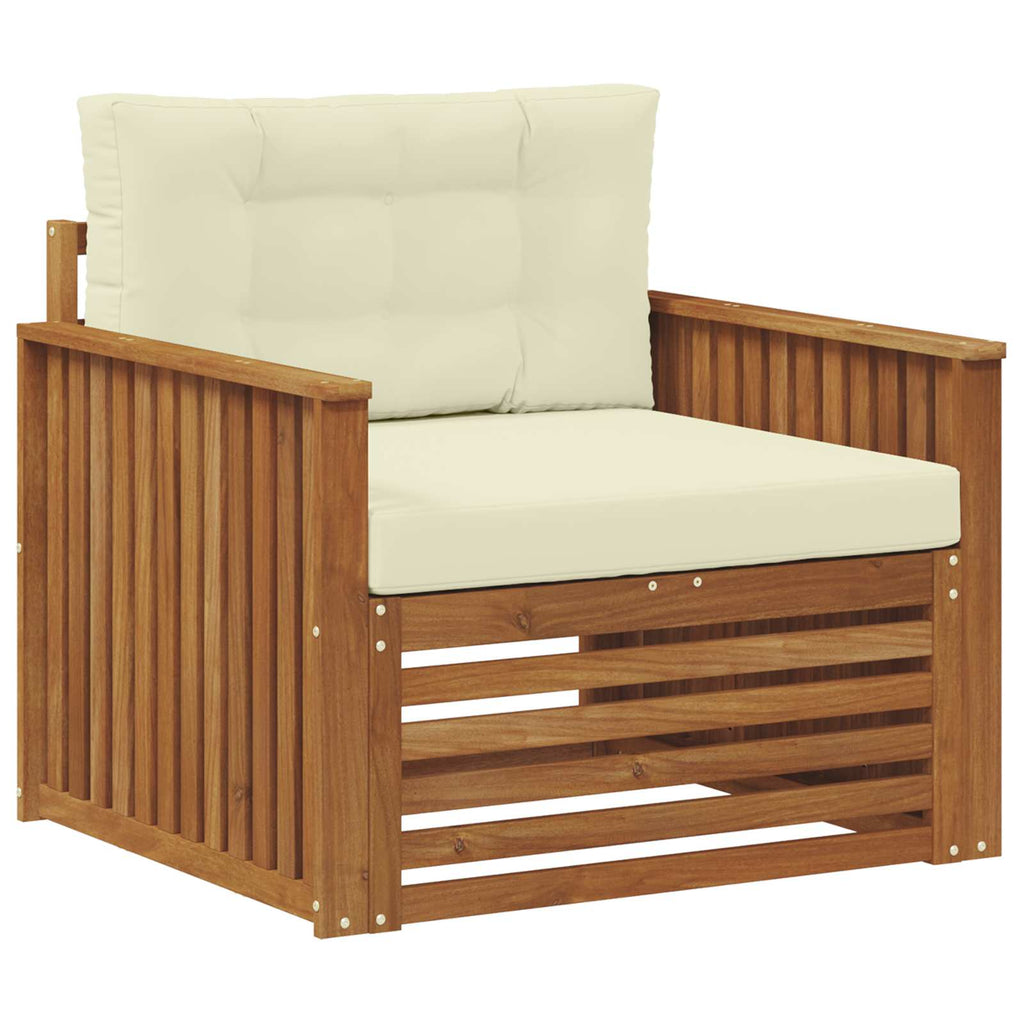 Outdoor-Sofa Massives Akazienholz und Polyester Natur und Creme