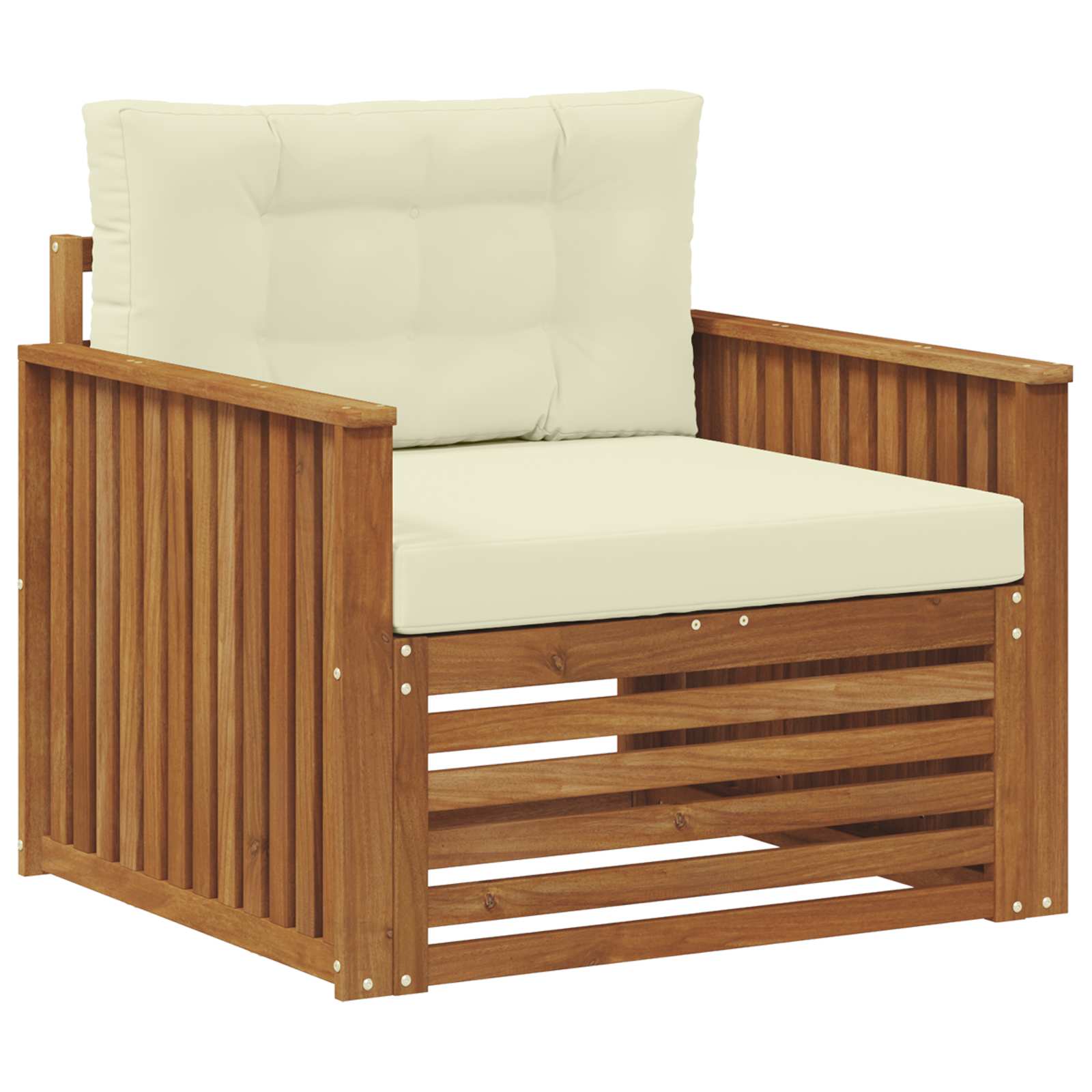 Outdoor-Sofa Massives Akazienholz und Polyester Natur und Creme