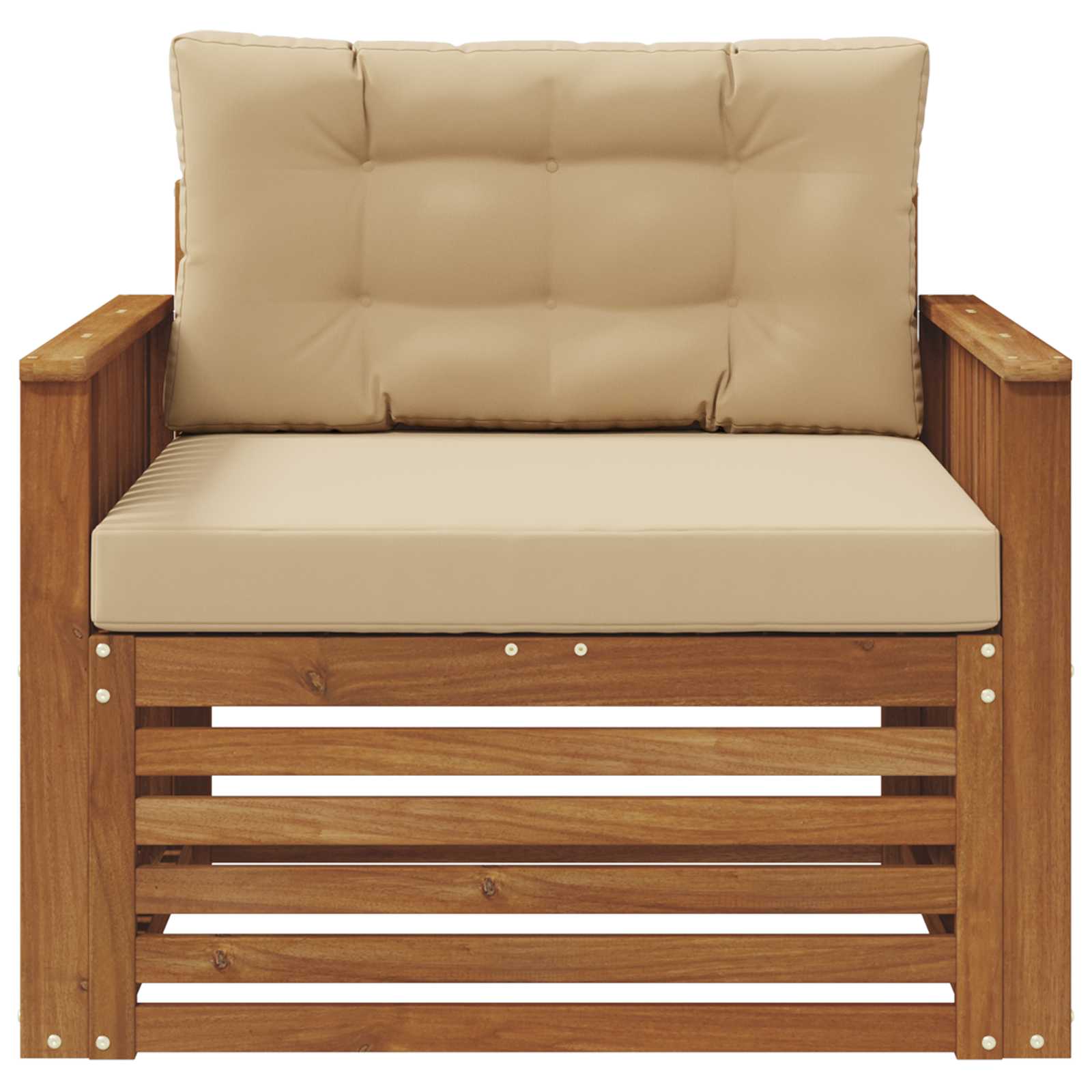 Outdoor-Sofa Massives Akazienholz und Polyester Natur und Beige