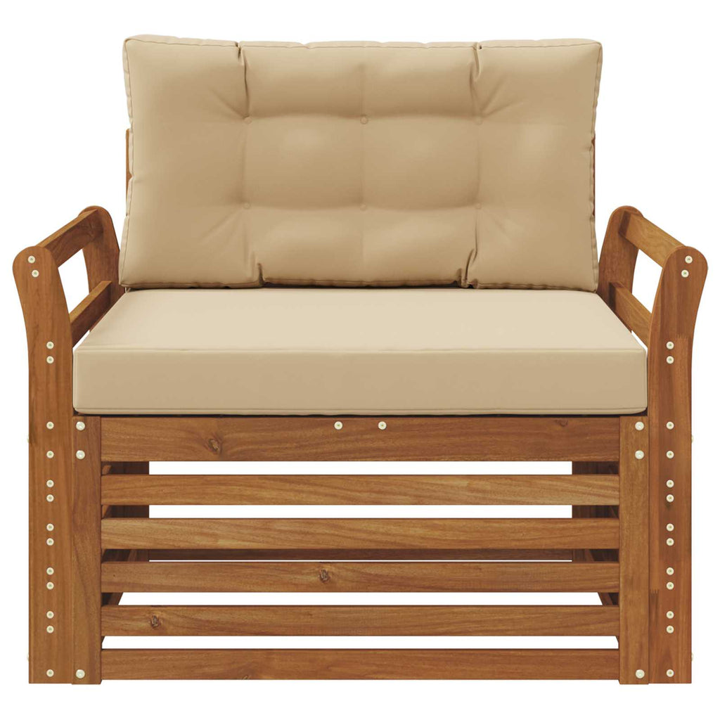 Outdoor-Sofa Massives Akazienholz und Polyester Natur und Beige