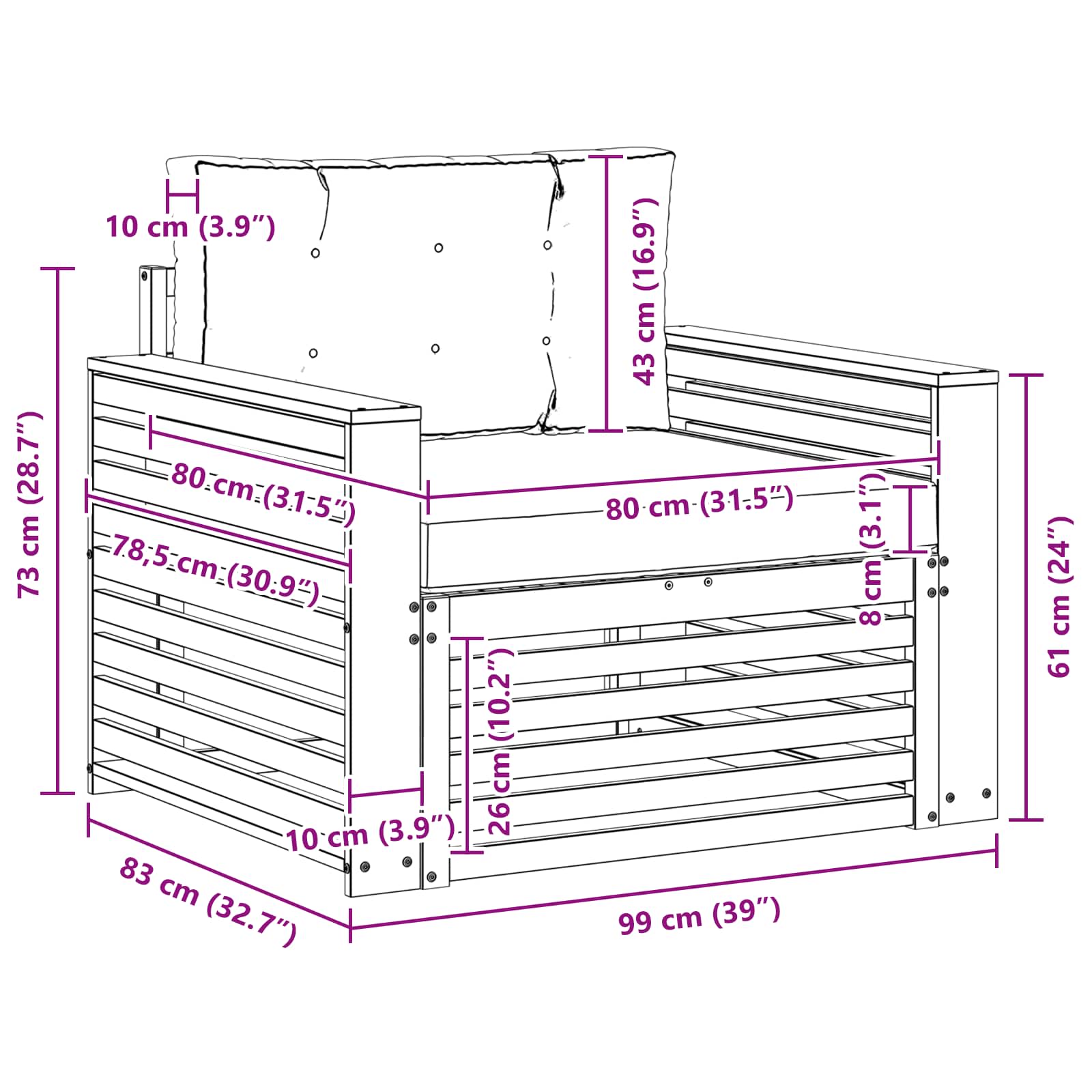 Outdoor-Sofa Massives Akazienholz und Polyester