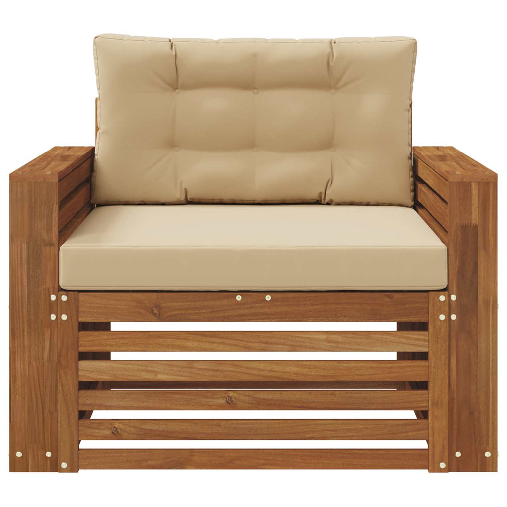Outdoor-Sofa Massives Akazienholz und Polyester Natur und Beige