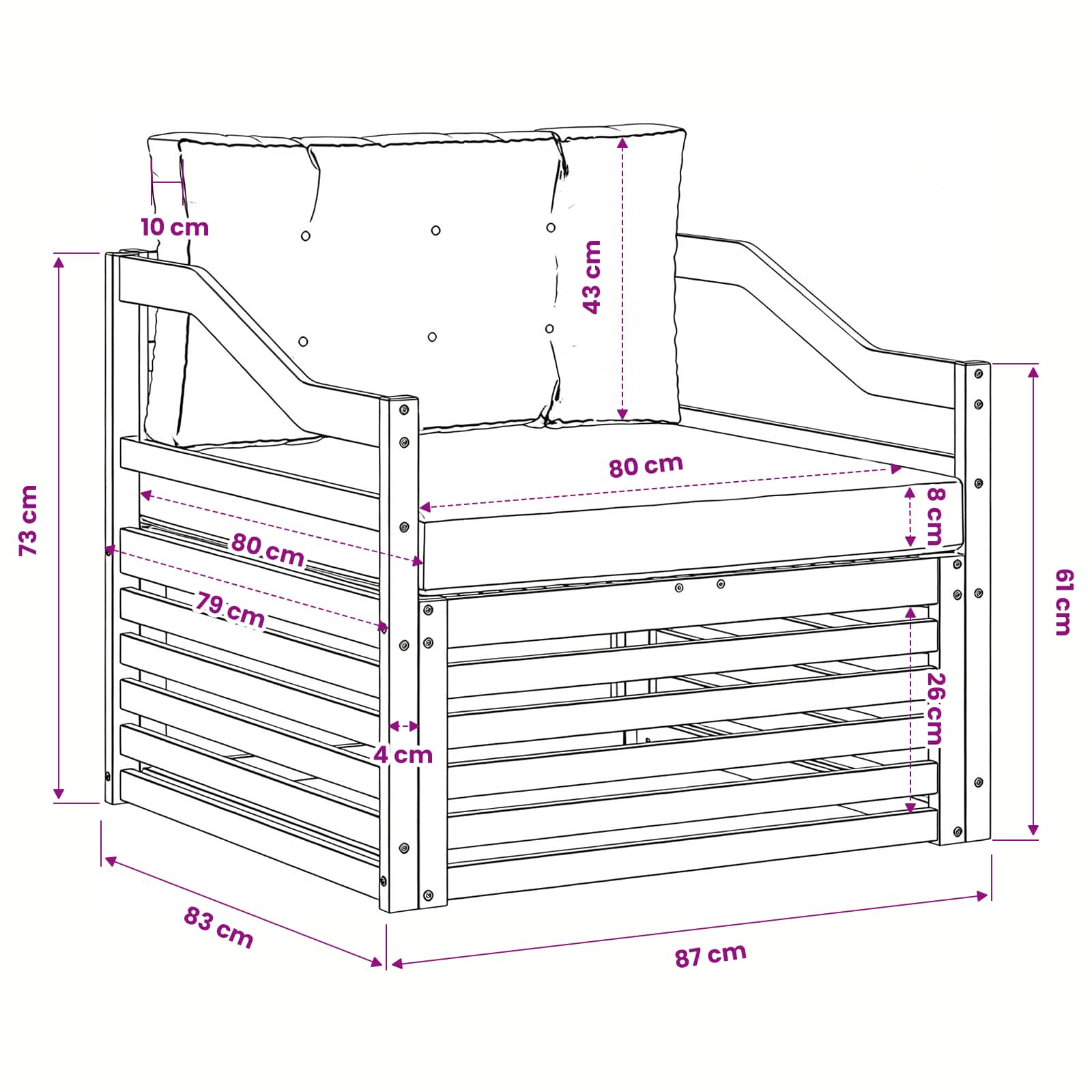 Outdoor-Sofa Natürlich und Hellgrau