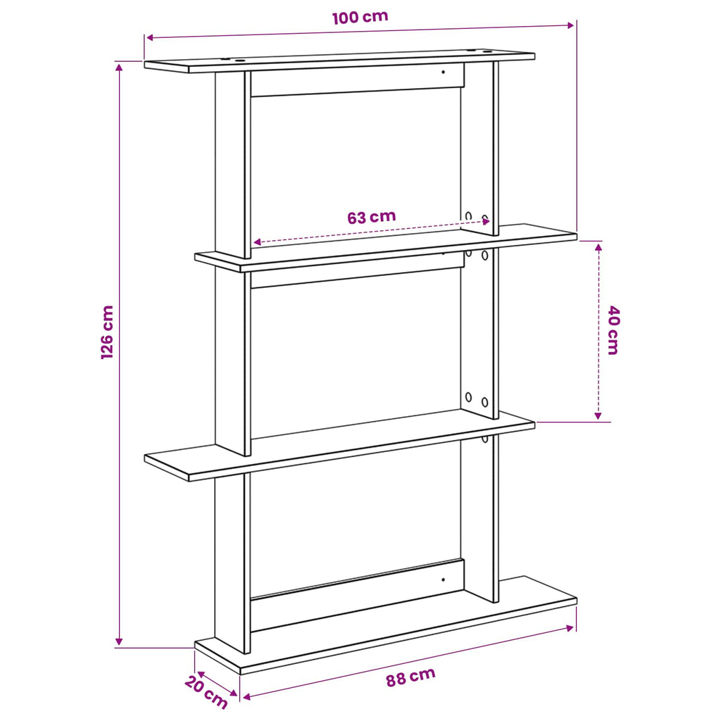Wandeinheit Braun 100 x 20 x 126 cm Holzwerkstoff