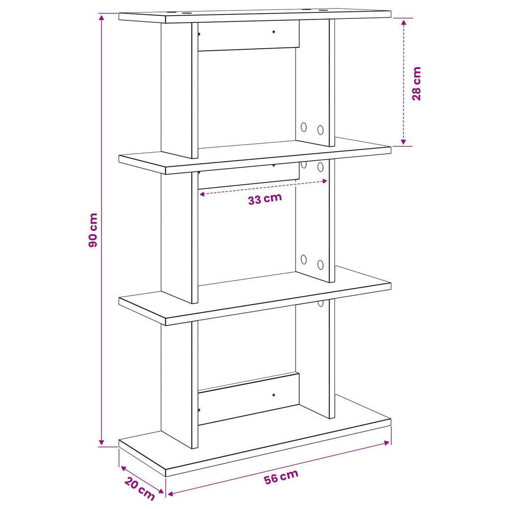 Wandregal Wandhalterung Braun 56 x 20 x 90 cm Holzwerkstoff