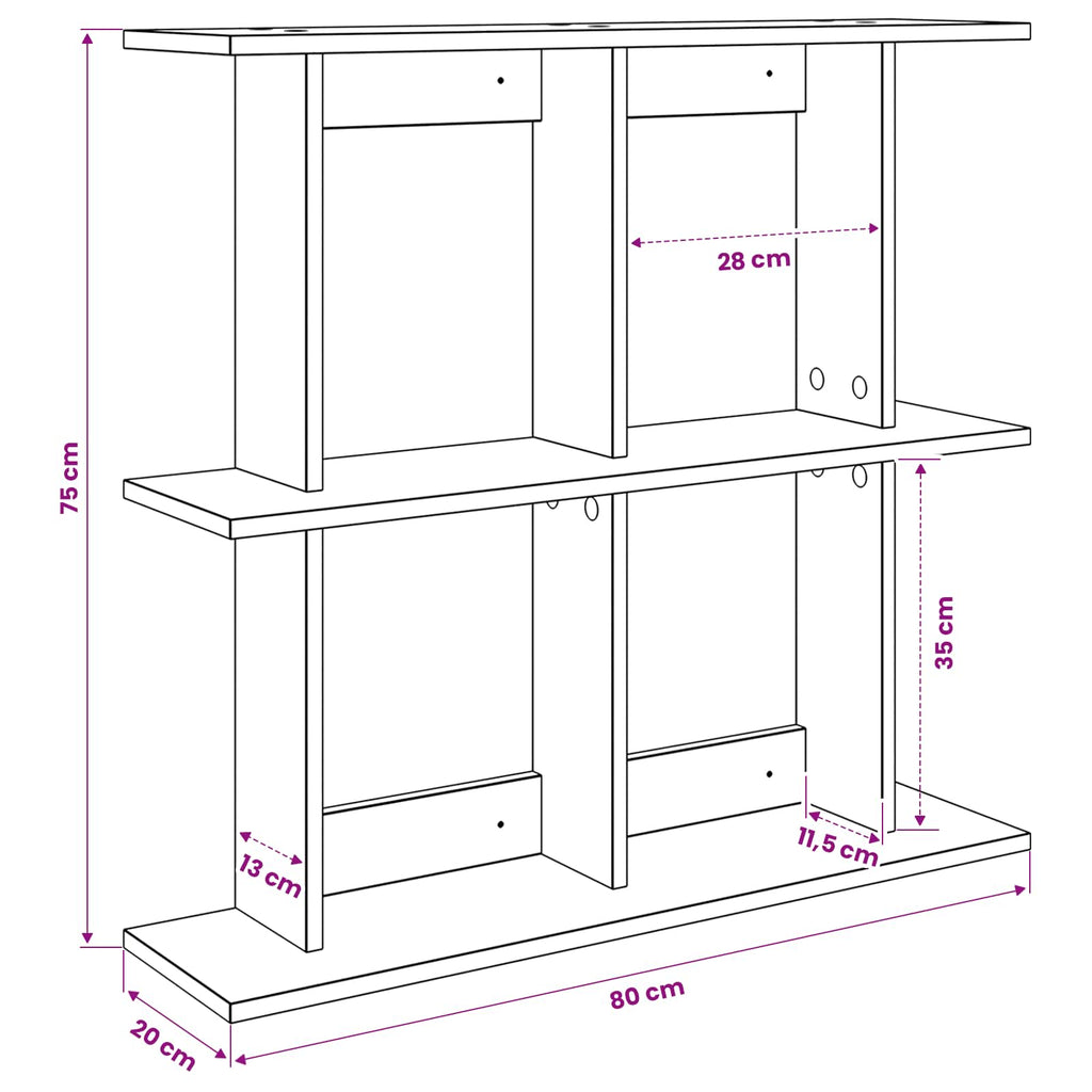 Wandregal Wandhalterung Braun 80 x 20 x 75 cm Holzwerkstoff