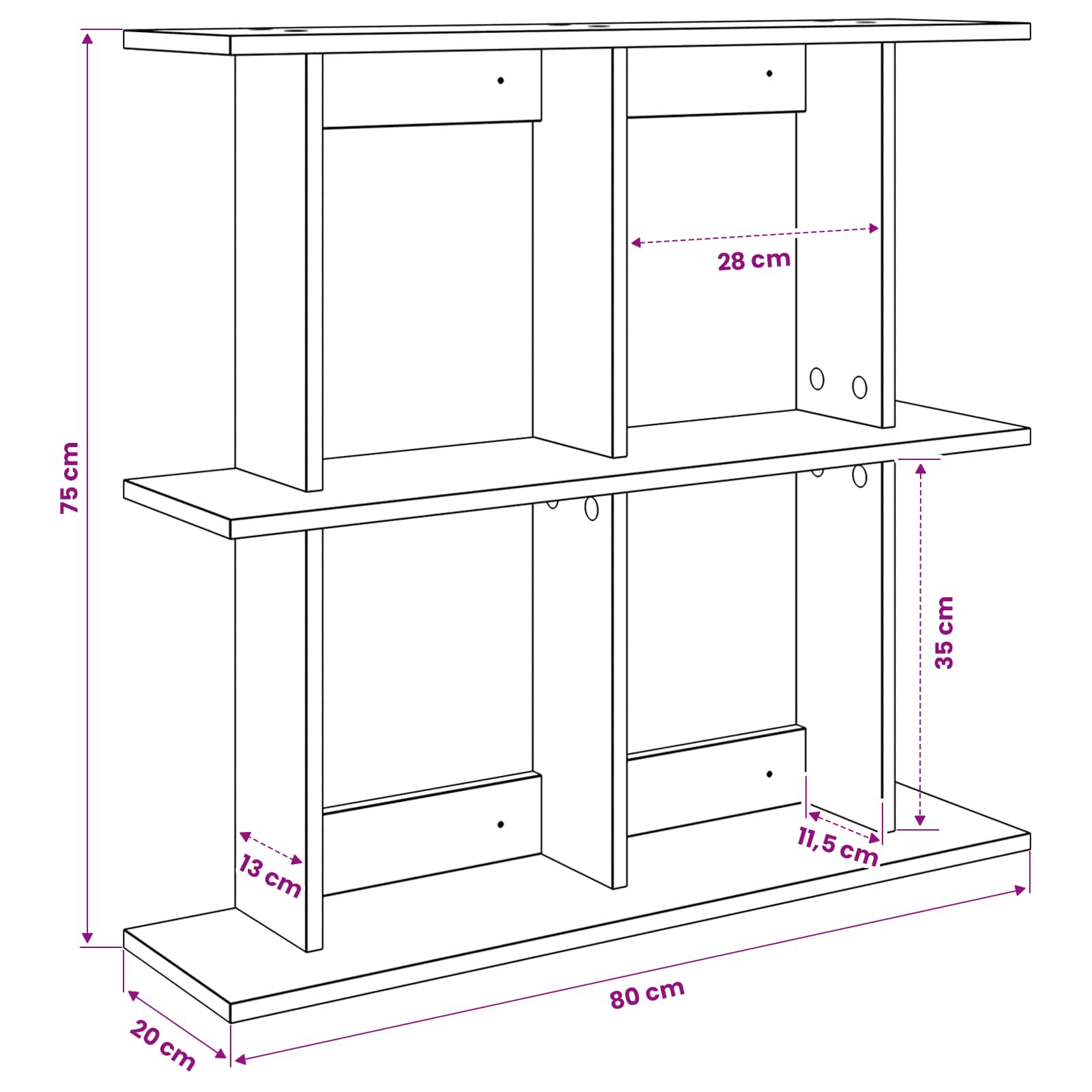 Wandregal Wandhalterung Grau 80 x 20 x 75 cm Holzwerkstoff