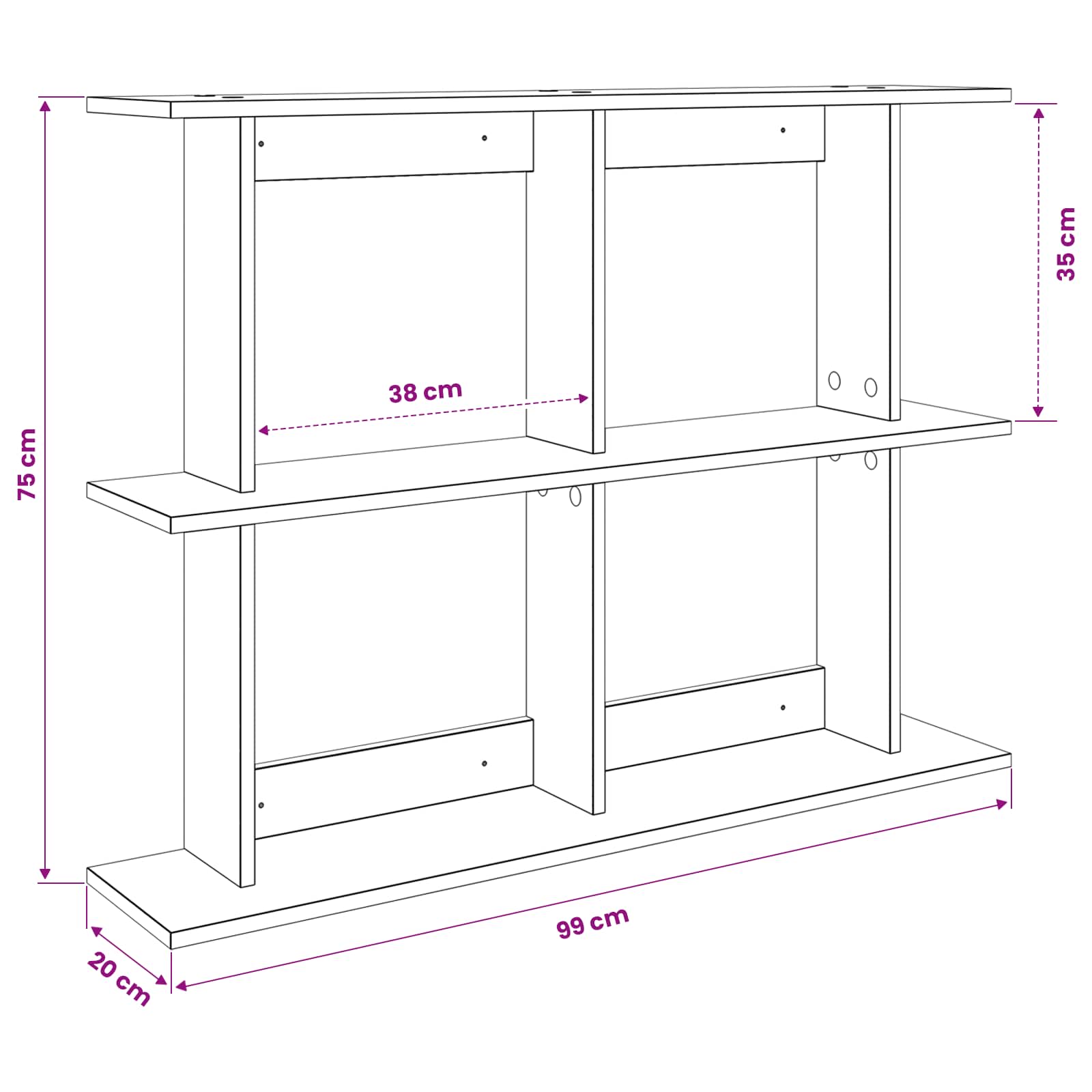 Wandregal Wandhalterung Braun 100 x 20 x 75 cm Holzwerkstoff