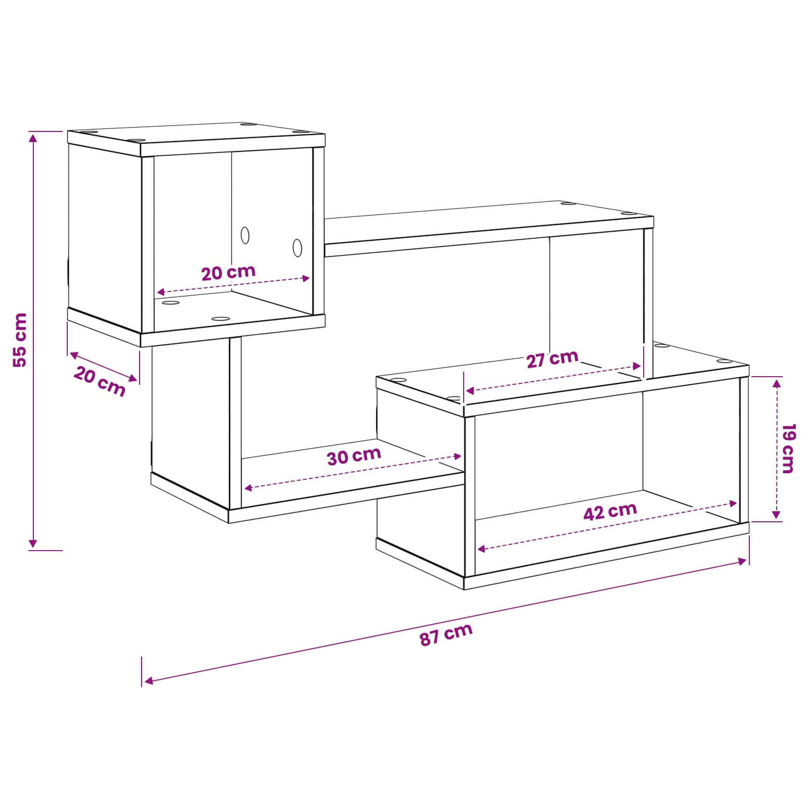 Schwebendes Regal Wandhalterung Braun 87 x 20 x 55 cm