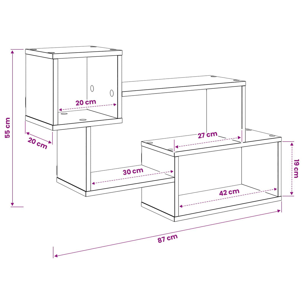 Schwebendes Regal Wandhalterung Grau 87 x 20 x 55 cm