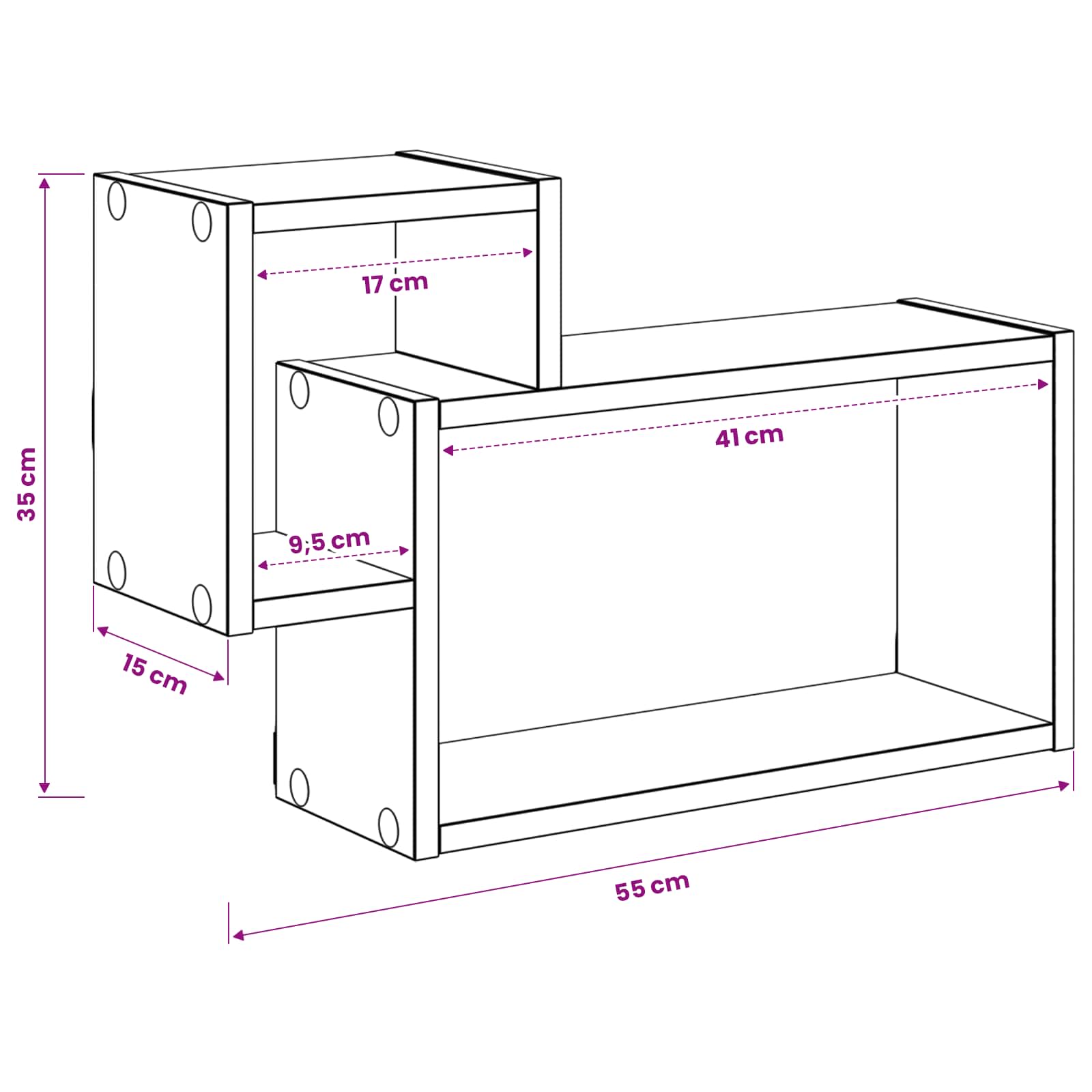 Wandregal Wandhalterung Grau 55 x 15 x 35 cm Holzwerkstoff